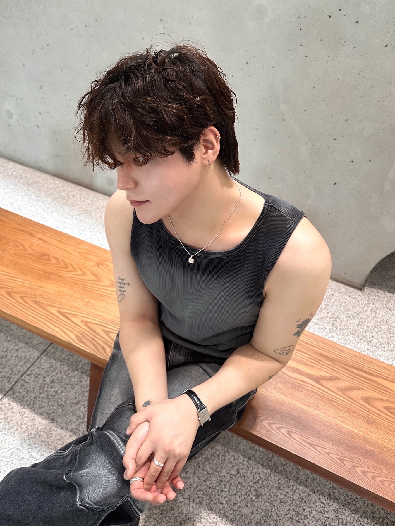 BLR Double Yoke Biker Washing Denim Pants Black (RENEW.) 착용 스타일