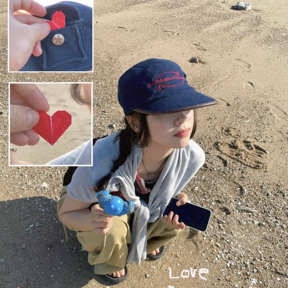 Problemallways Logo Denim Pocket Camp Cap Blue 착용 스타일 - 1