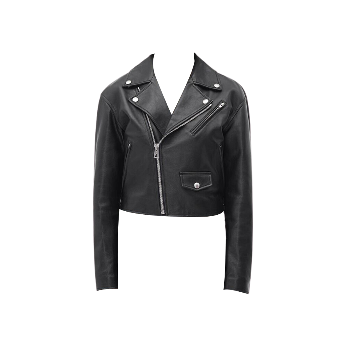 (W) Bottega Veneta Leather Biker Jacket Black 상세 이미지 1