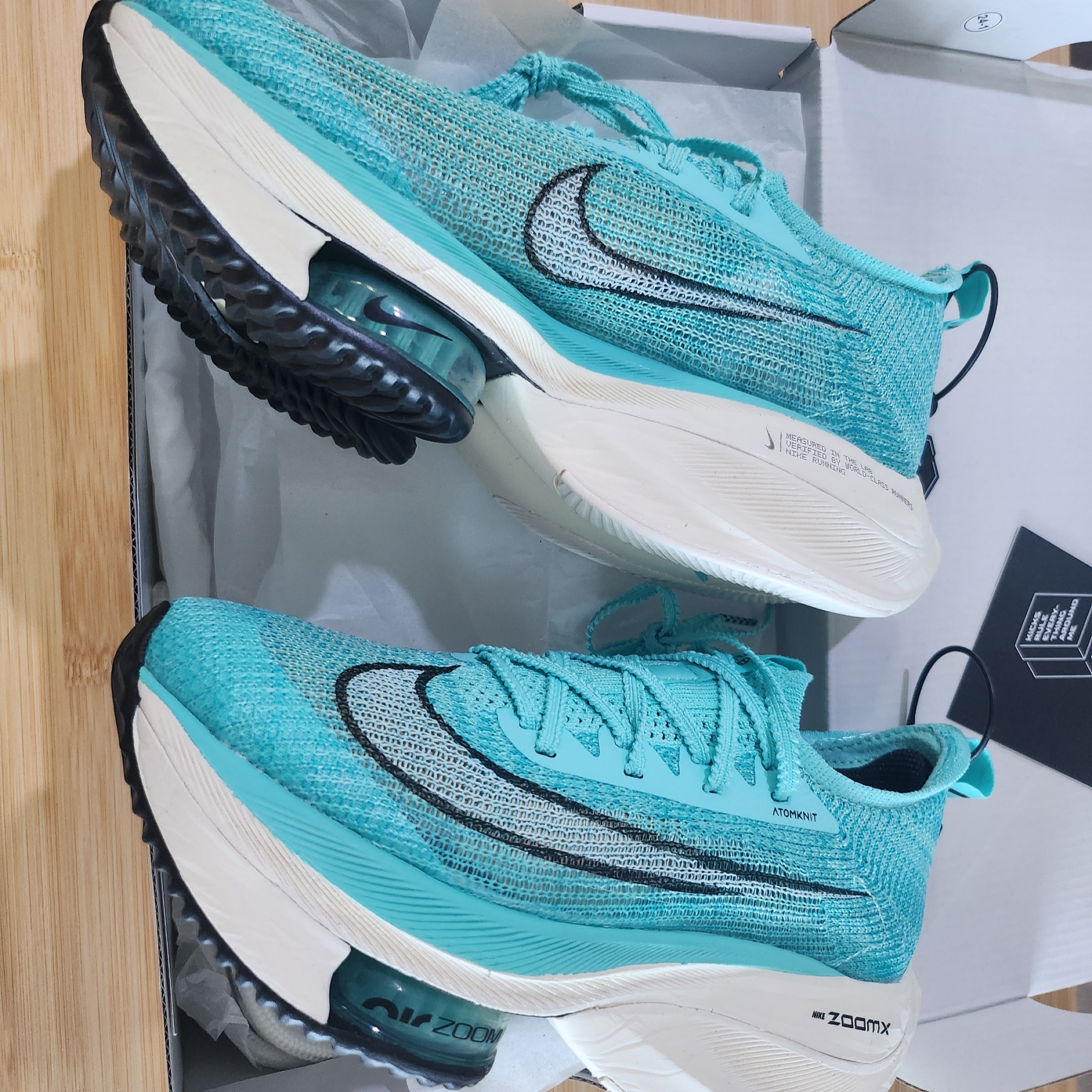 (W) Nike Air Zoom Alphafly Next% Hyper Turquoise 착용 스타일 - 4