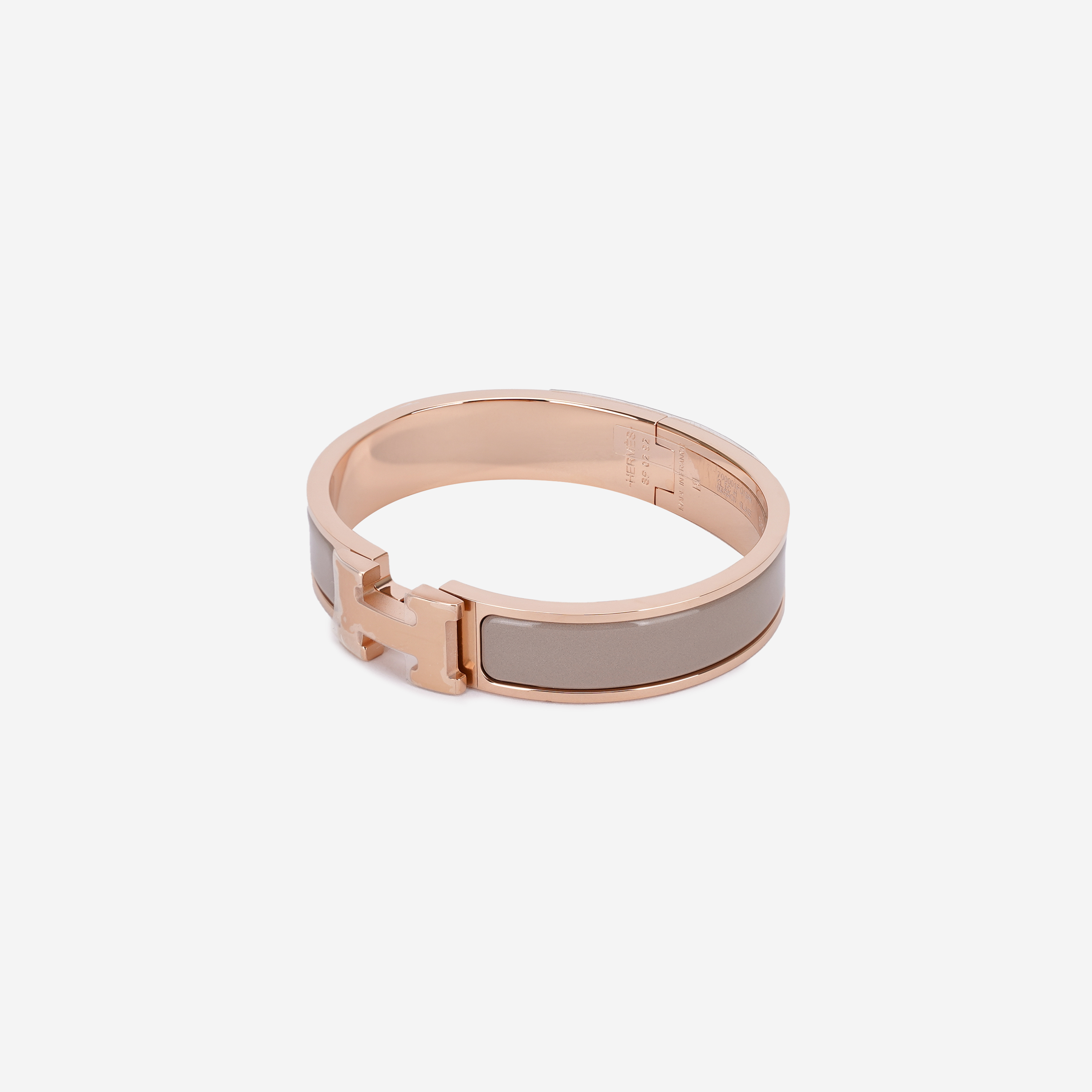 (W) Hermes Clic H Bracelet Rose Gold & Marron Glace