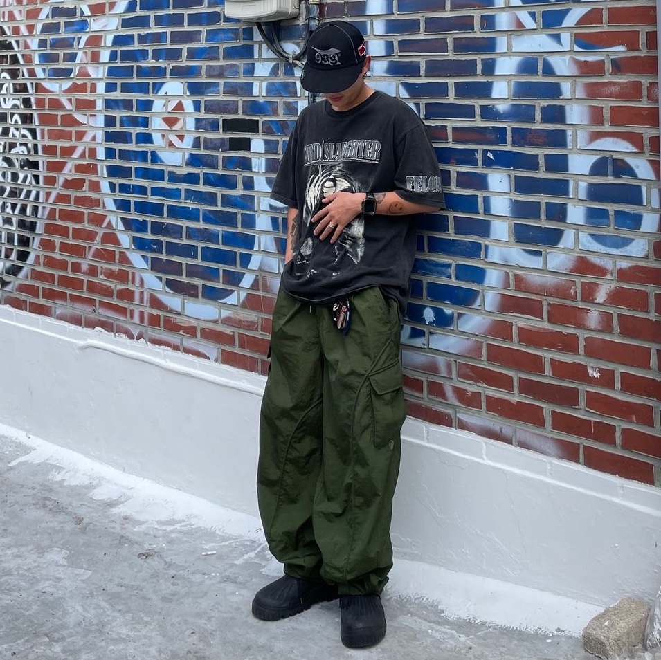 Project G/R Mind Slaughter Vintage Washeed T-Shirt Black 착용 스타일