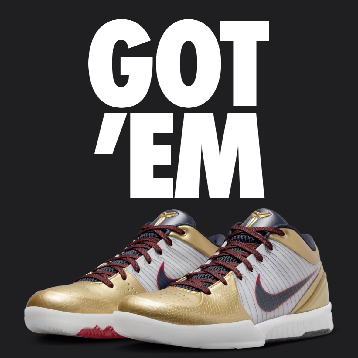 Nike Kobe 4 Protro Metallic Gold and Dark Obsidian 착용 스타일