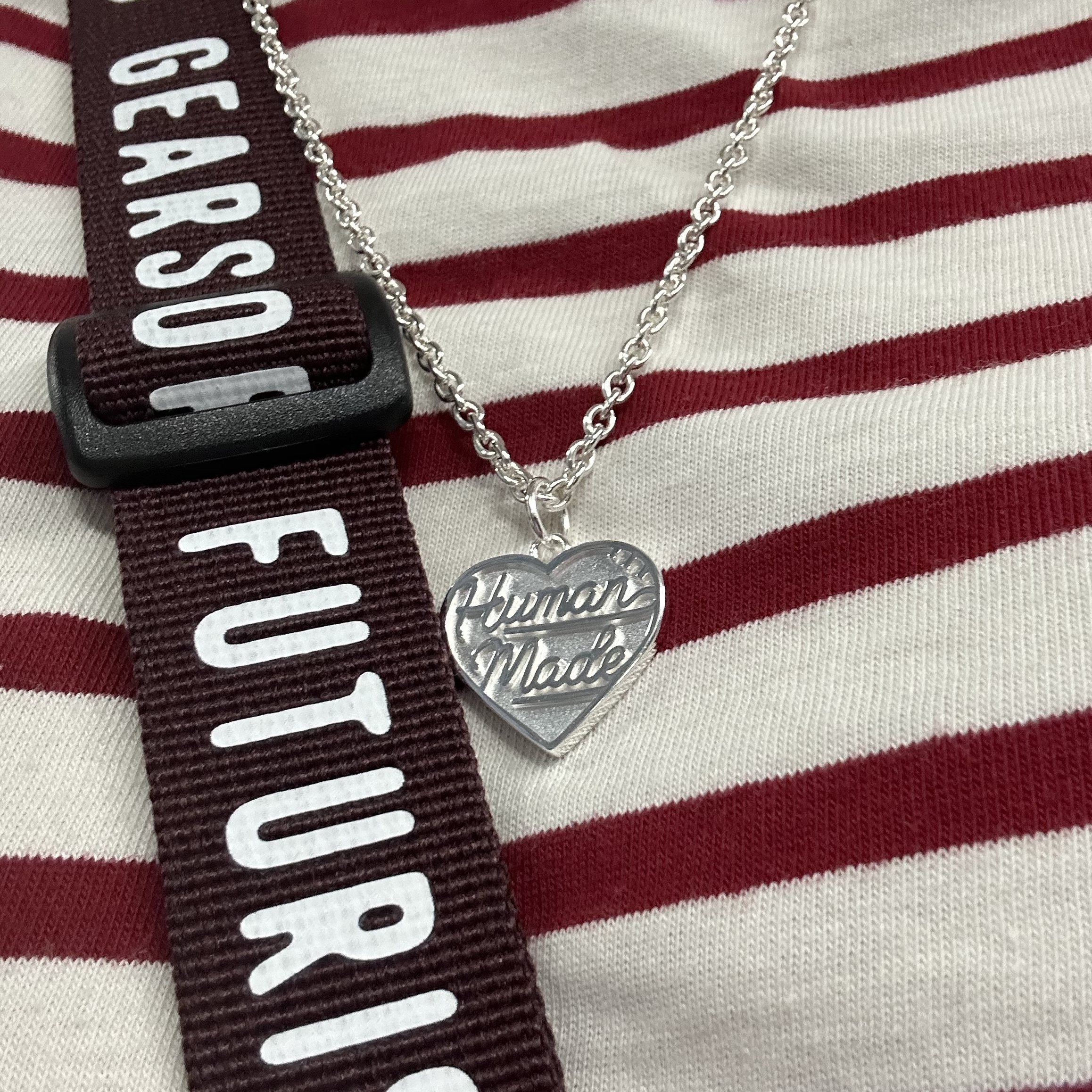 Human Made Heart Silver Necklace Silver 착용 스타일