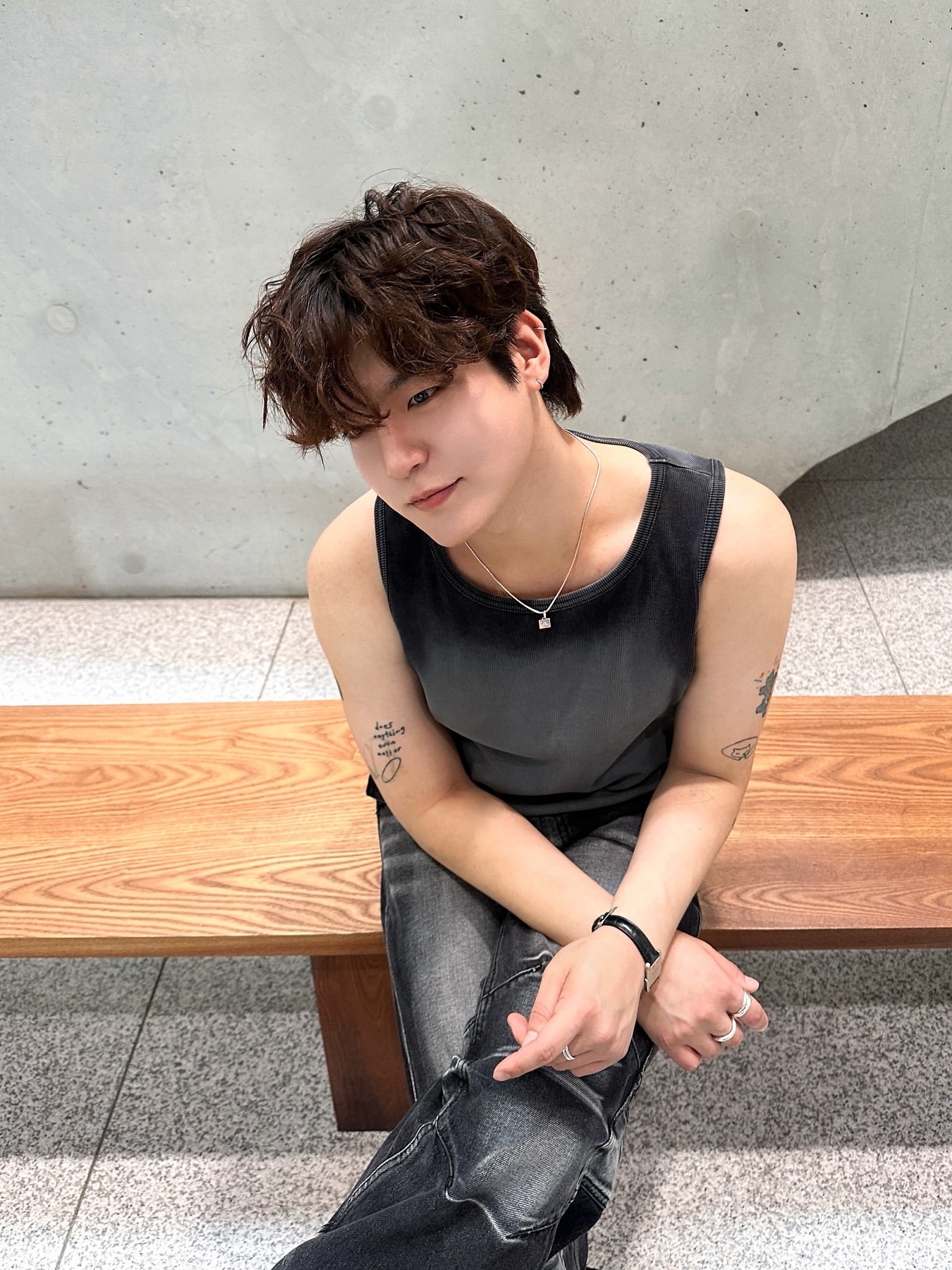 BLR Double Yoke Biker Washing Denim Pants Black (RENEW.) 착용 스타일