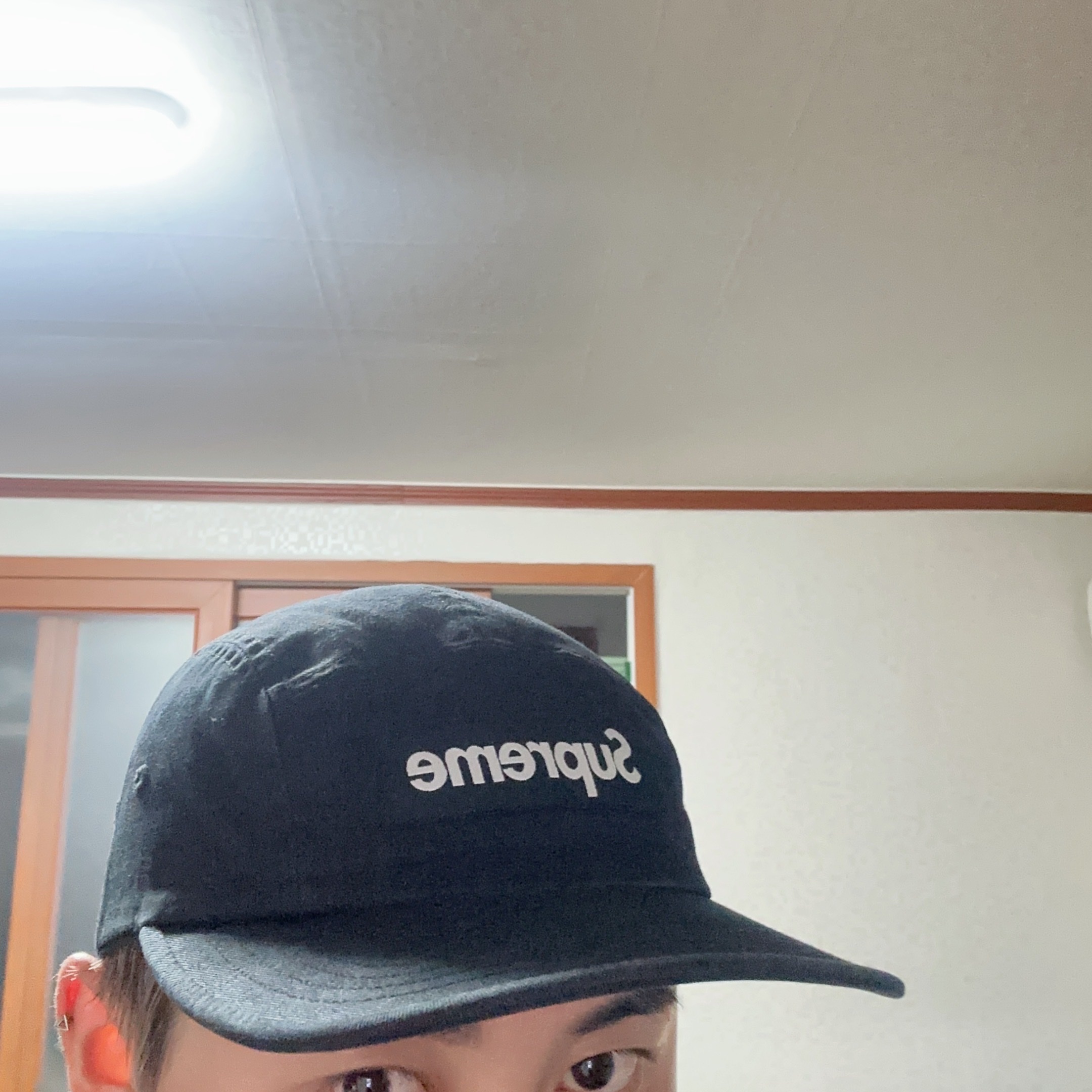 Supreme Washed Chino Twill Camp Cap Black - 24SS 착용 스타일