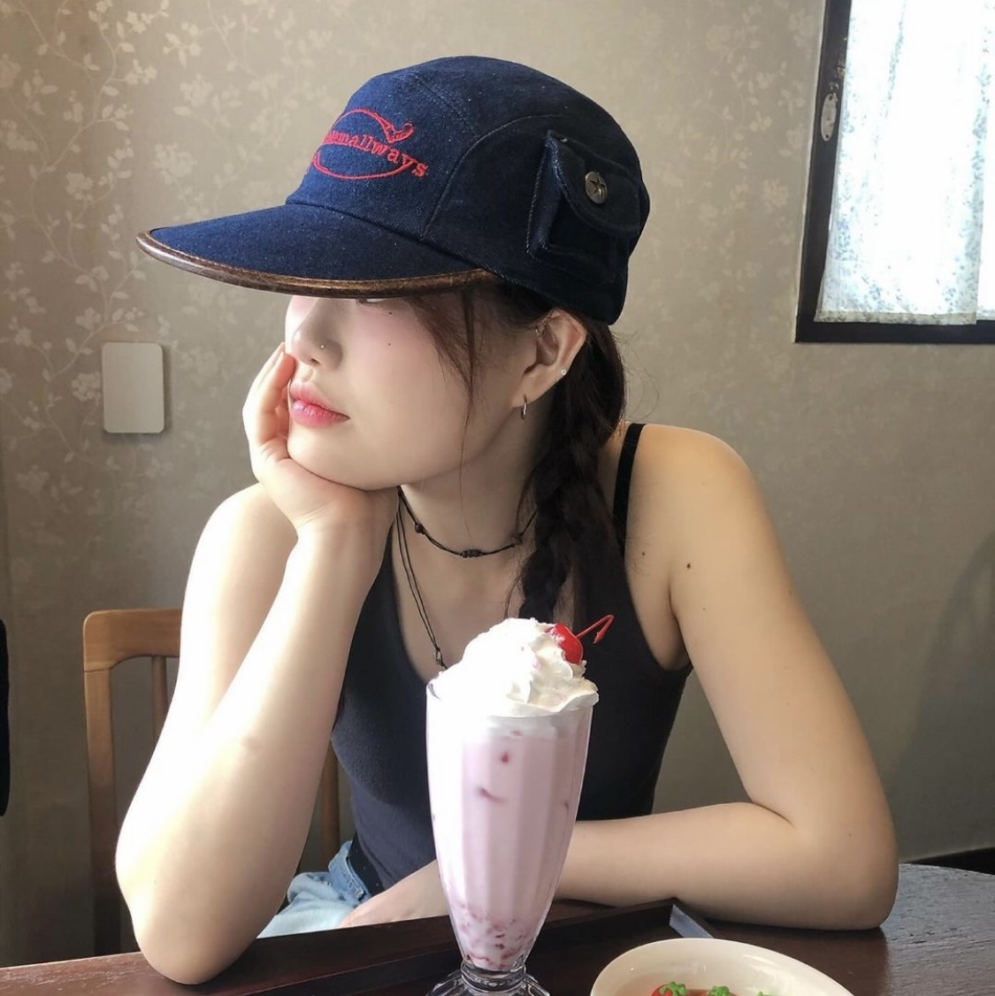 Problemallways Logo Denim Pocket Camp Cap Blue 착용 스타일 - 1
