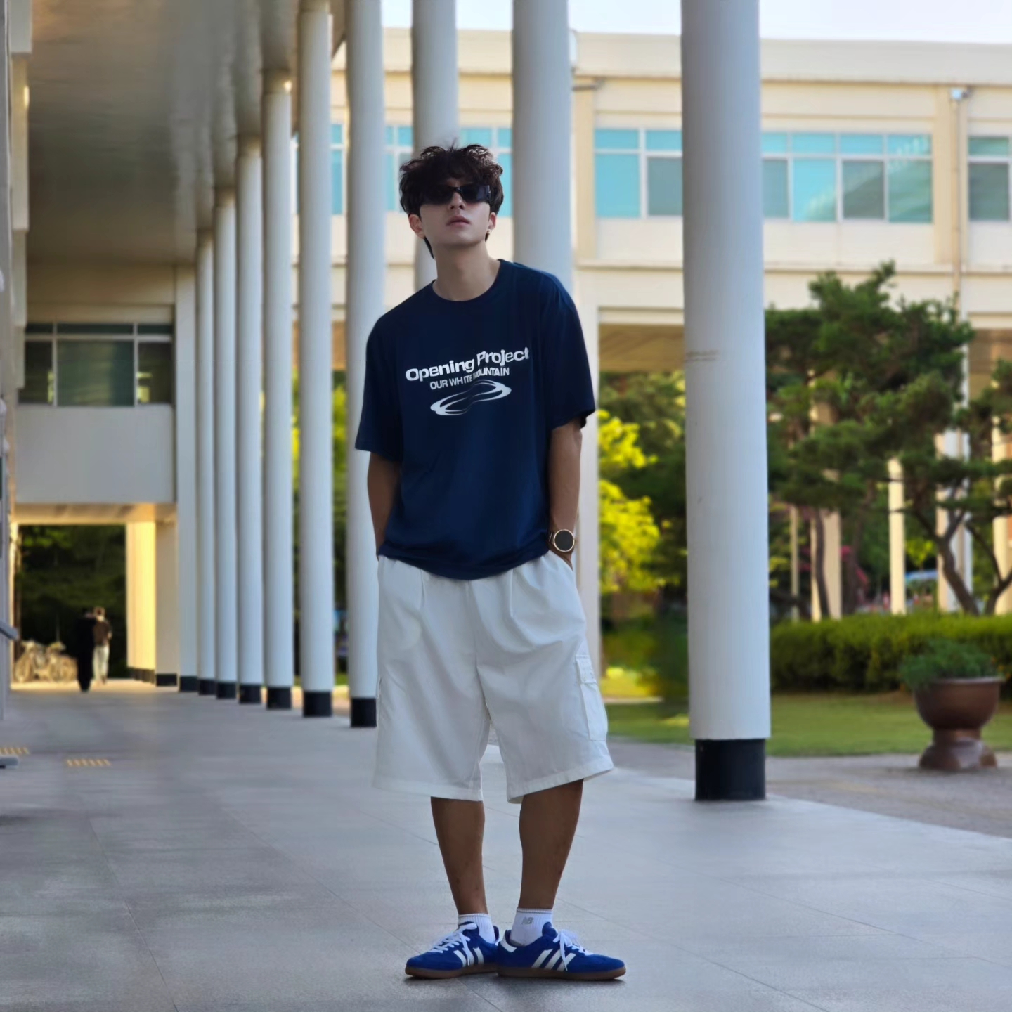 Opening Project Identity T-Shirt Blue, Samsung Galaxy Watch6 44mm LTE Silver (Korean Ver.) 착용 스타일 - 4
