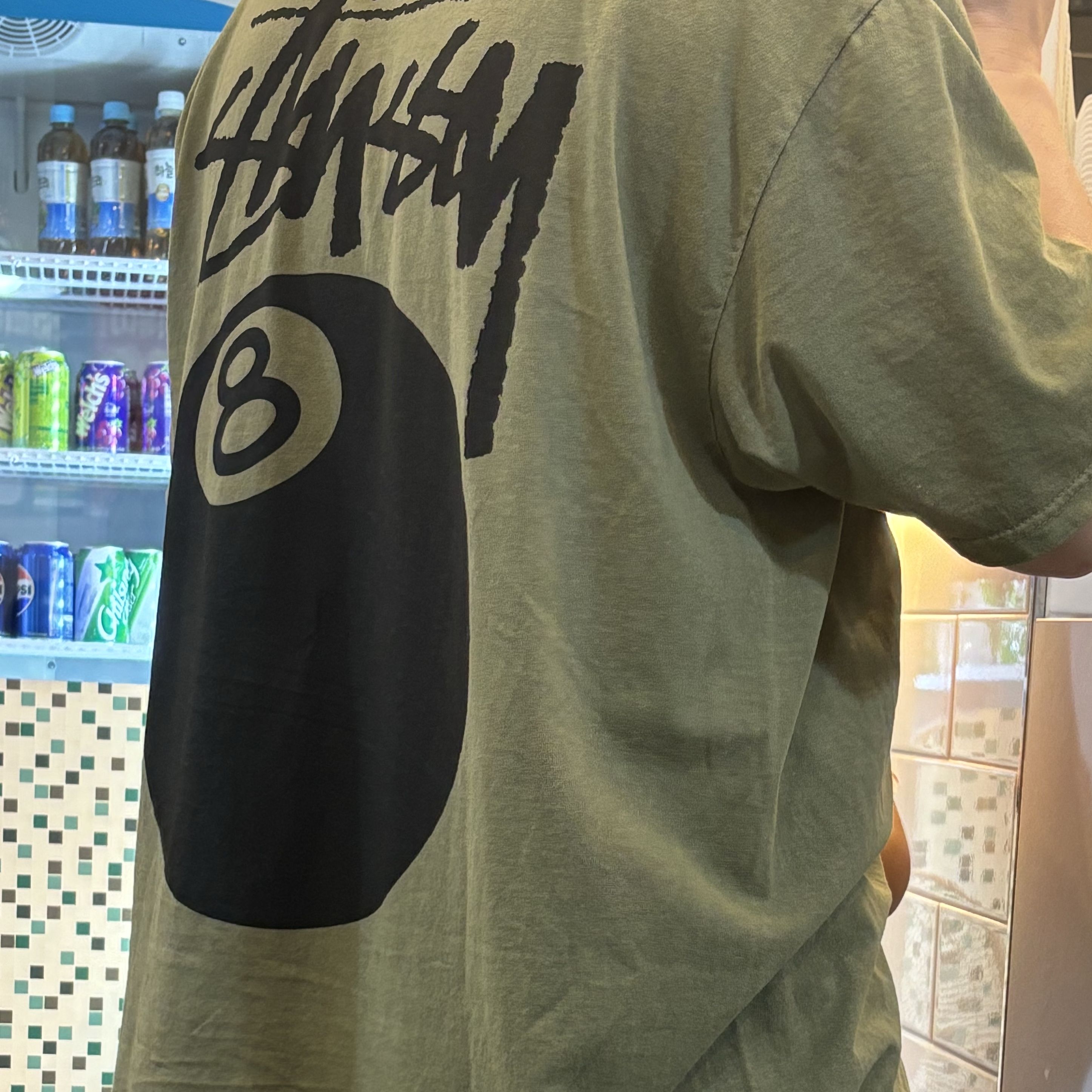 Stussy 8 Ball Pigment Dyed T-Shirt Olive 착용 스타일
