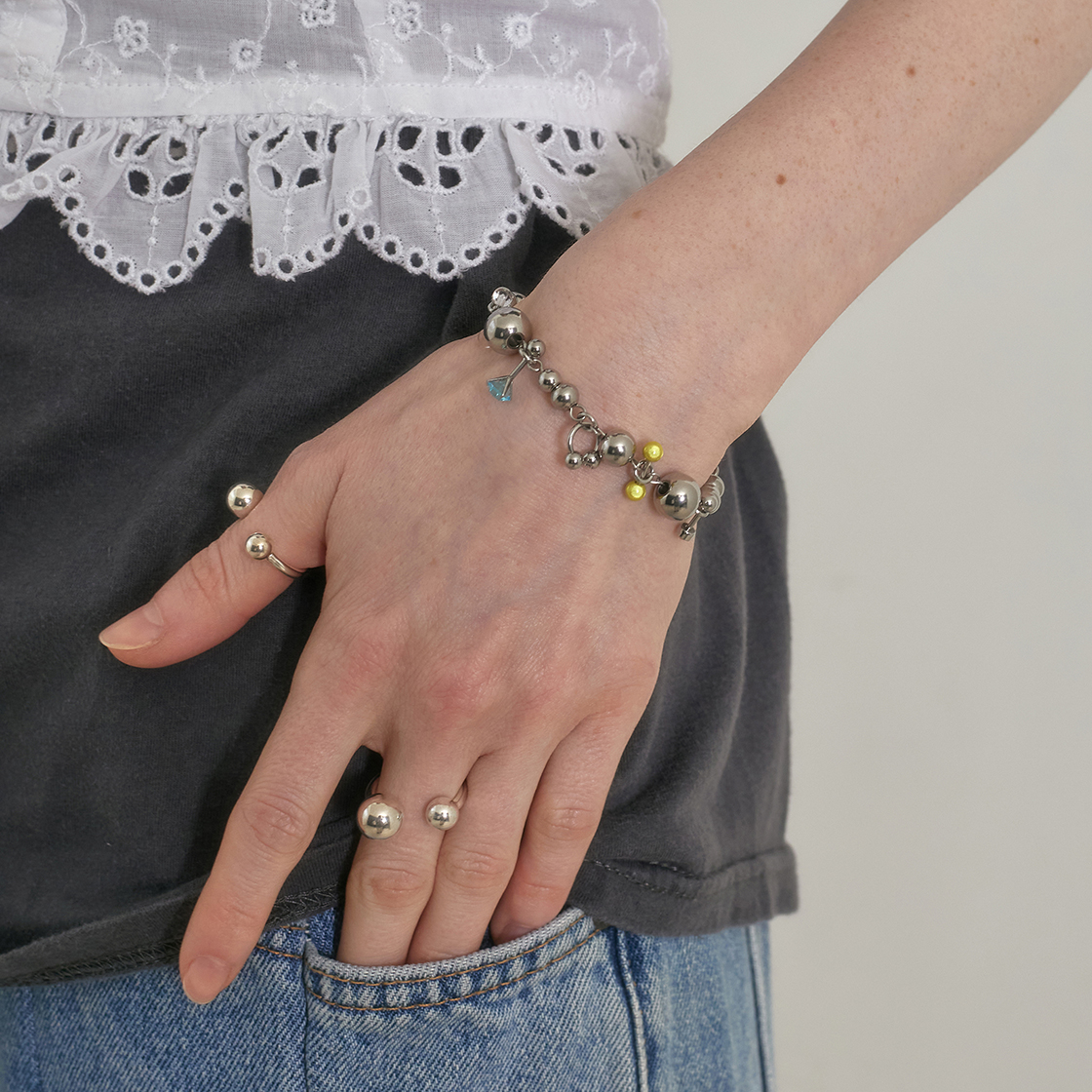 힙노타이즈 볼커넥팅 피어싱 브레이슬릿(Hypnotize Ball Connecting Piercing Bracelet) - 5