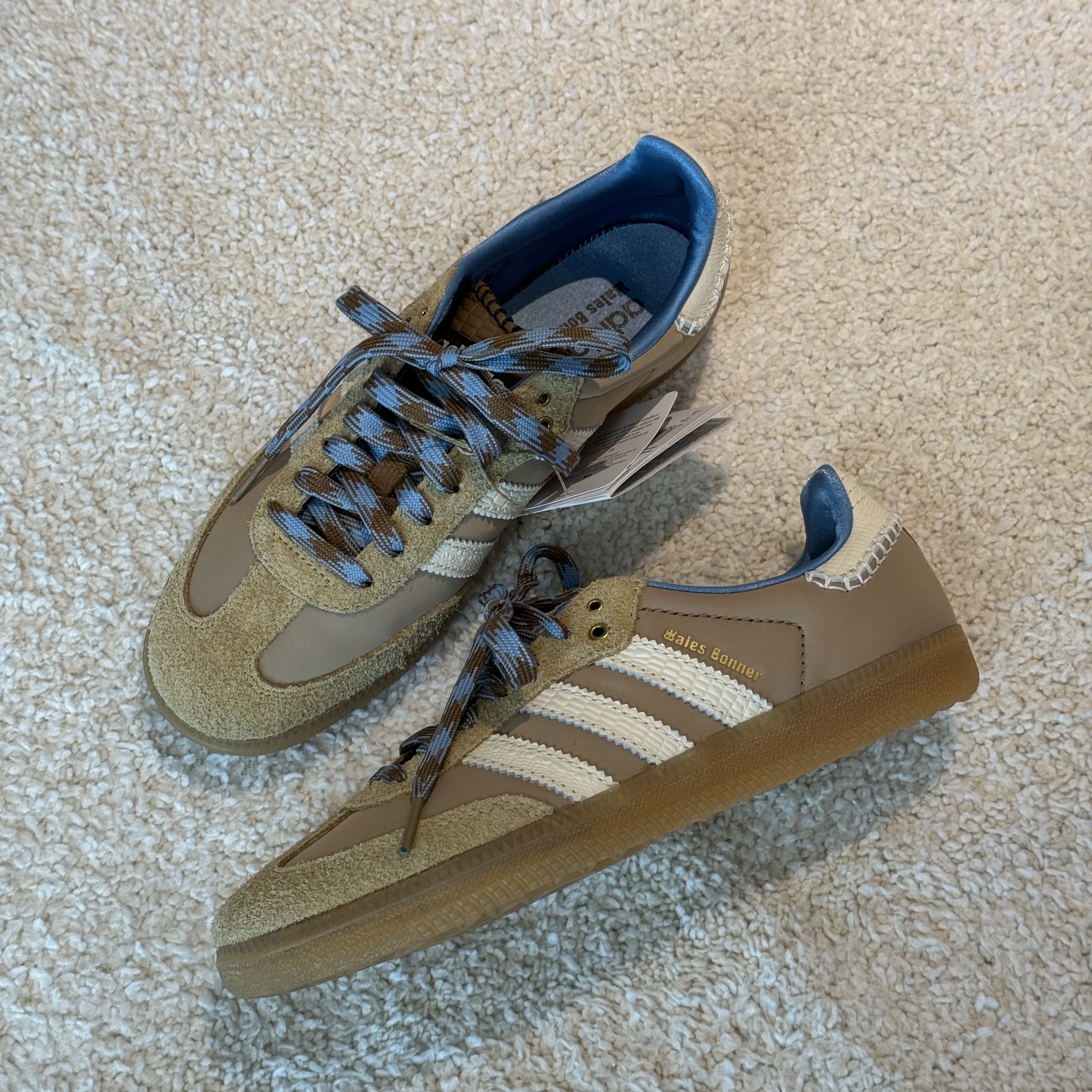 Adidas x Wales Bonner Samba Supplier Colour Wonder White, Maison Mihara Yasuhiro Peterson OG Sole Canvas Low-top Sneakers Natural 착용 스타일 - 2