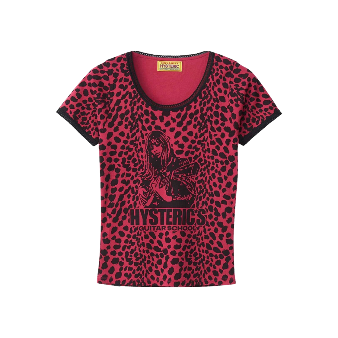 (W) Hysteric Glamour Hysteric's Guitar School Patterned Mini T-Shirt Pink 상세 이미지 1