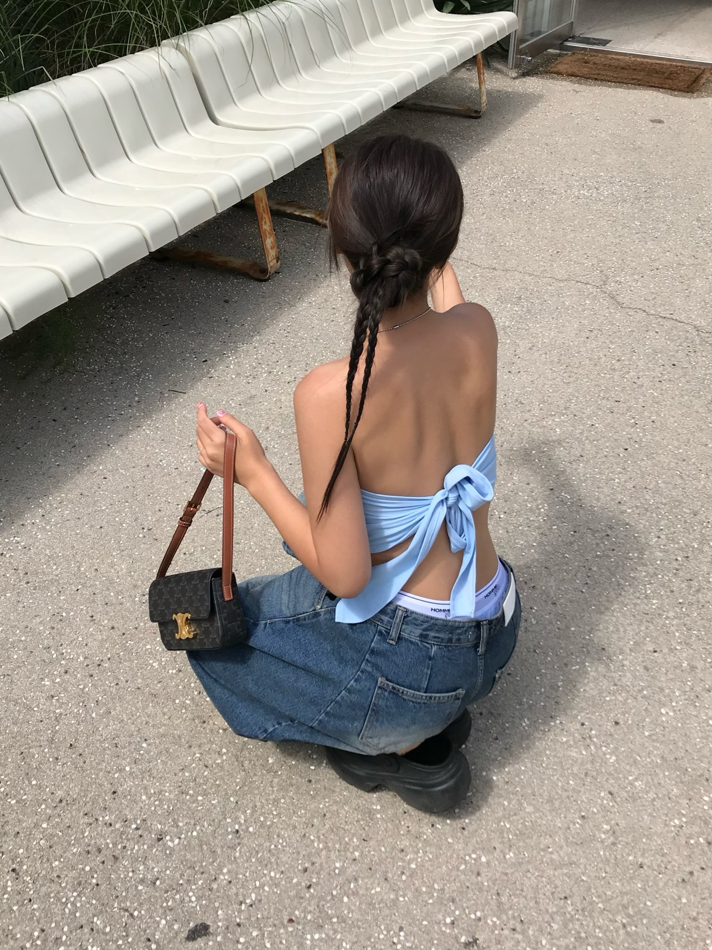 Celine Shoulder Bag Claude in Triomphe Canvas Calfskin Tan, Crocs Stomp Clog Black 착용 스타일