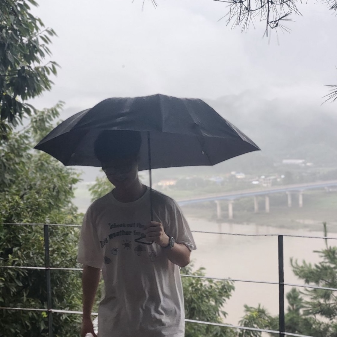 Problemallways Love Postman T-Shirt Melange Gray, Problemallways Life Weather Forecast T-Shirt White 착용 스타일 - 3