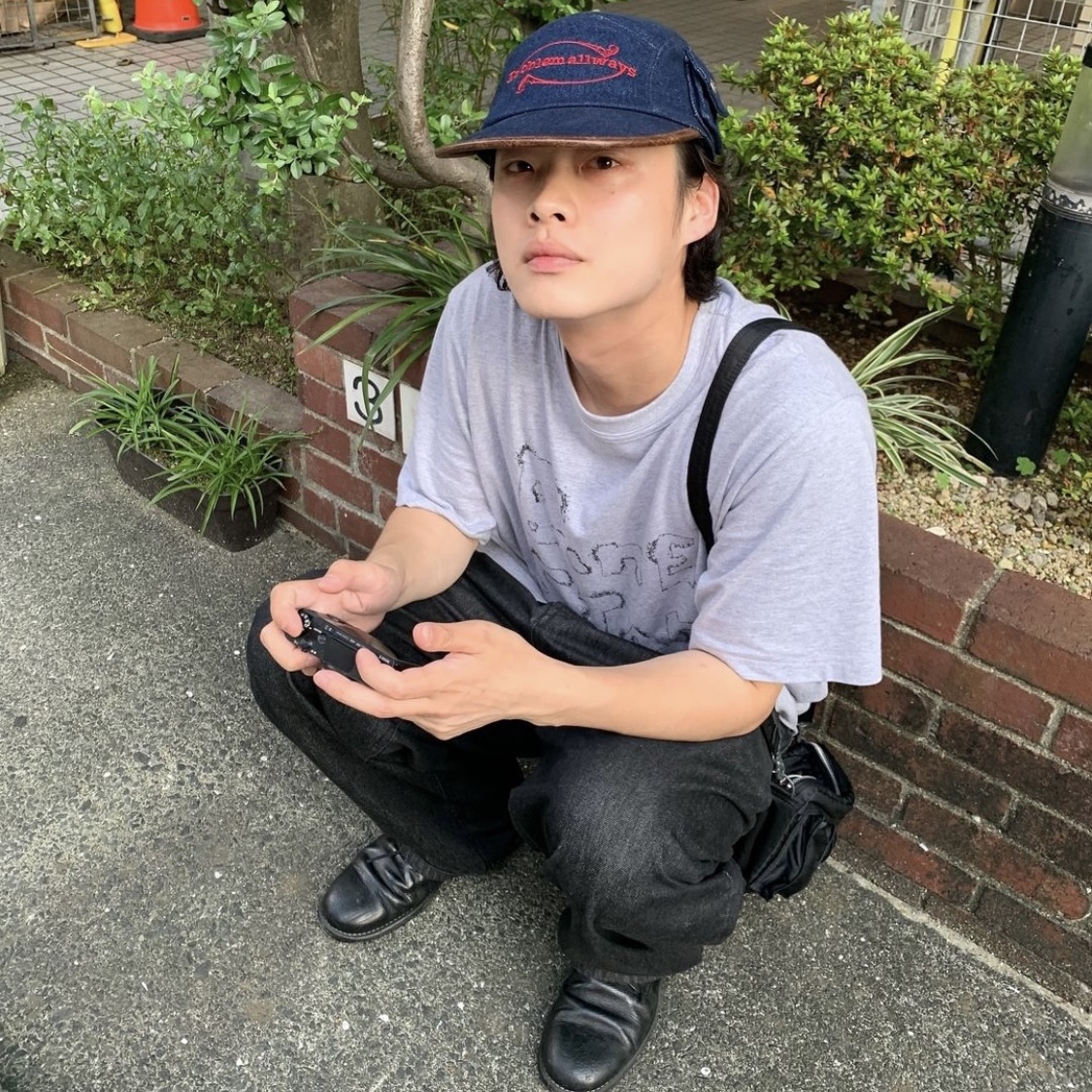 Problemallways Logo Denim Pocket Camp Cap Blue 착용 스타일 - 1