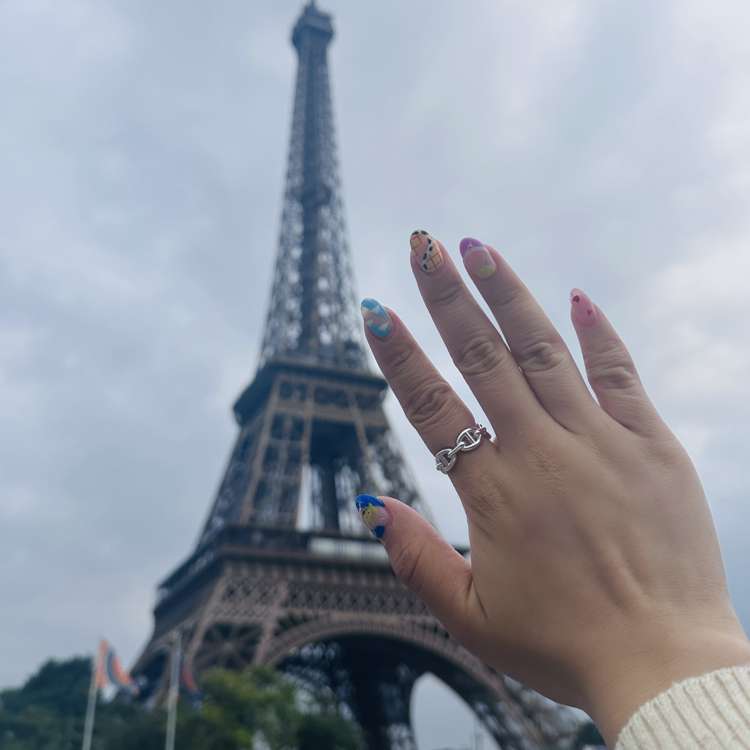 (W) Hermes Small Chaine D'Ancre Enchainee Ring Sterling Silver 착용 스타일 - 1