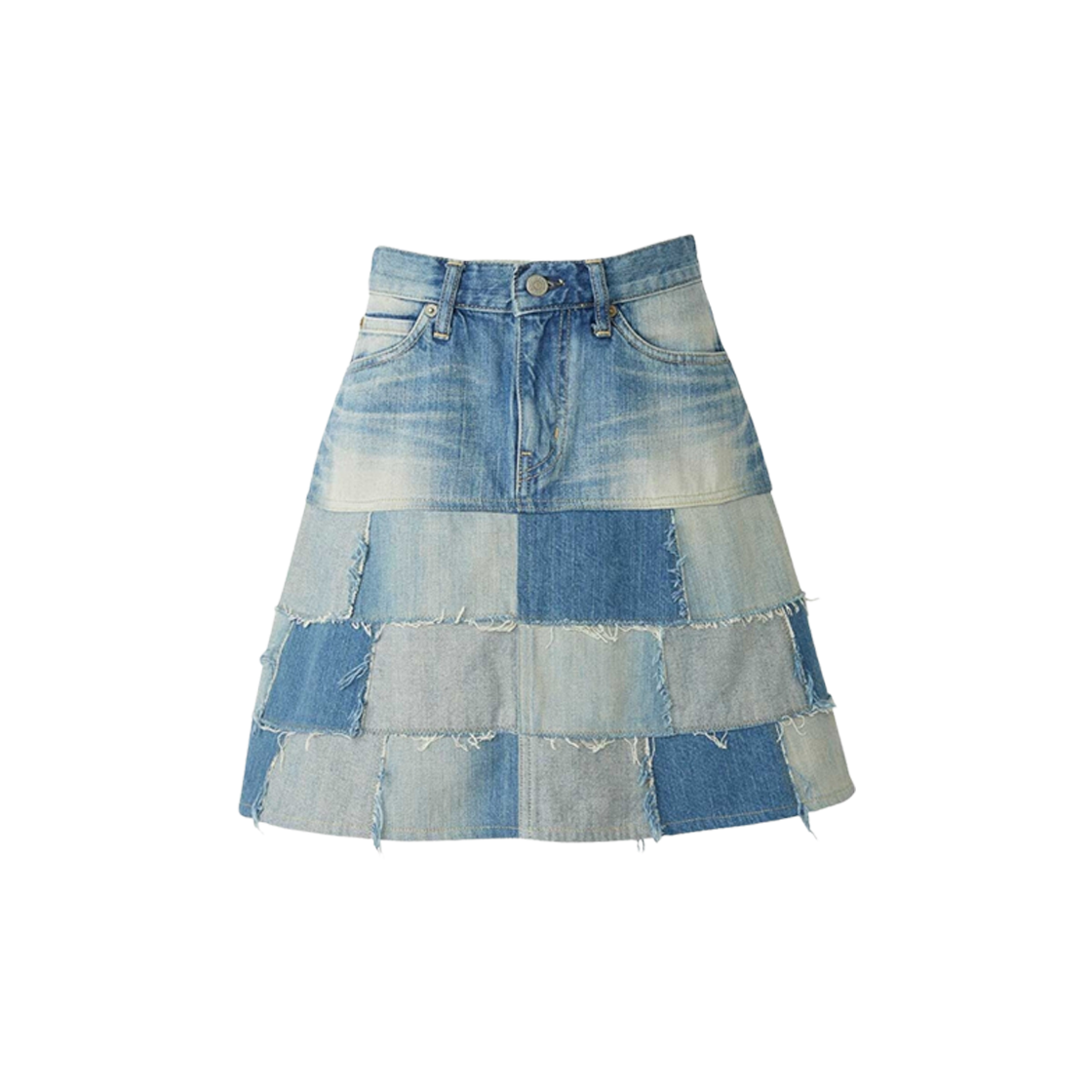 (W) Hysteric Glamour Patchwork Denim Skirt Light Indigo Blue 상세 이미지 1