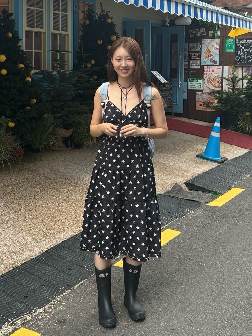 ACOC Blooming Backpack Ice Blue 착용 스타일 - 3
