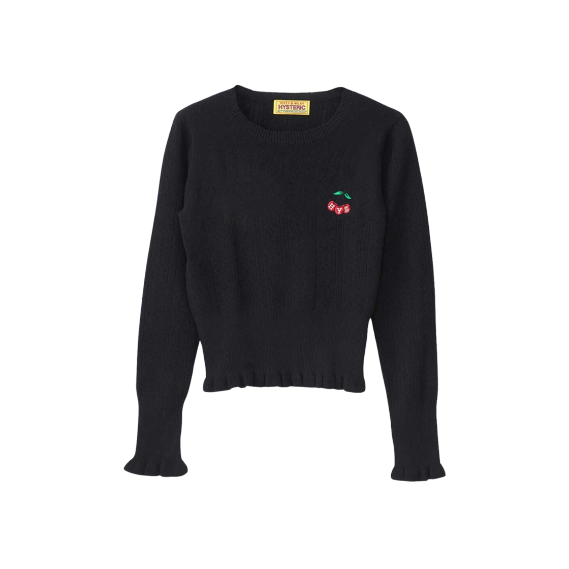 (W) Hysteric Glamour Triple Cherry Embroidery Short Length Pullover Black 상세 이미지 1