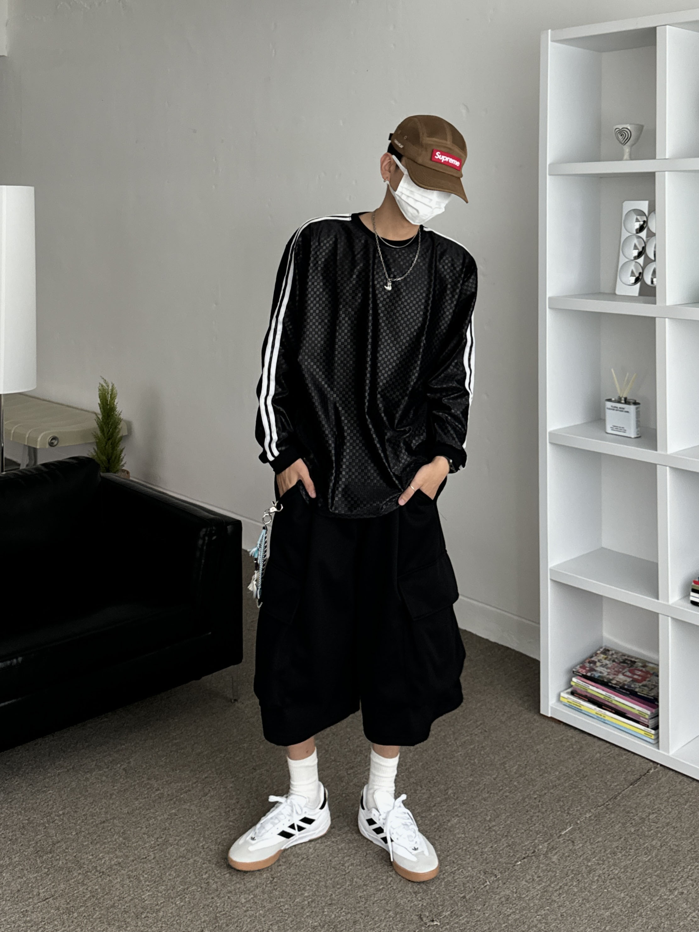Adidas Copa Nationale Millennium Cloud White Core Black, Supreme Mesh Cordura Camp Cap Sand - 23SS 착용 스타일 - 1