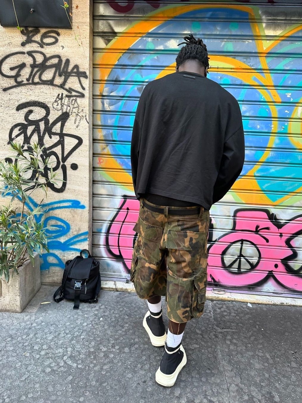 Diesel P-Gold-Zebra Twill Pants With Zebra Camo Print Military Green, Entire Studios Heavy Drop Short Military - 24FW 착용 스타일 - 2