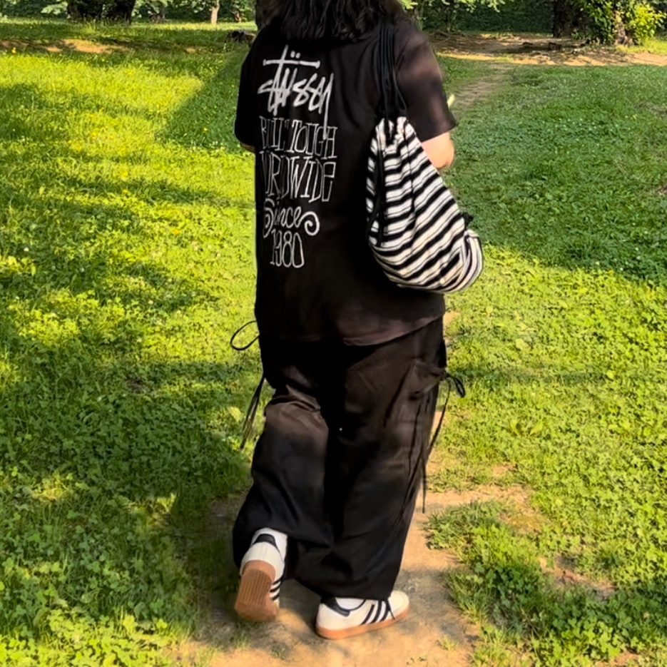 Stussy Built Tough T-Shirt Pigment Dyed Black, (W) Adidas Samba OG Cream White Core Black 착용 스타일 - 1