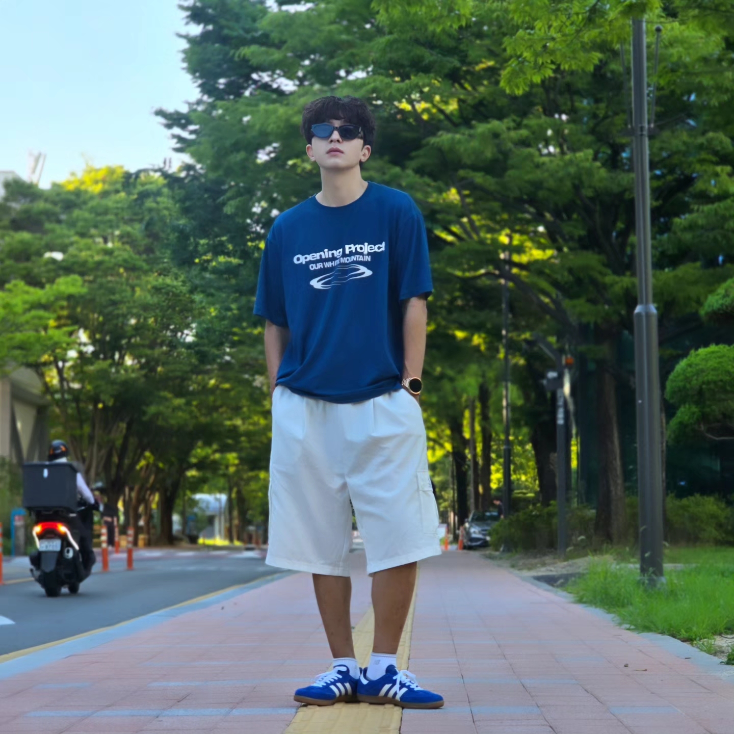 Opening Project Identity T-Shirt Blue, Samsung Galaxy Watch6 44mm LTE Silver (Korean Ver.) 착용 스타일 - 5