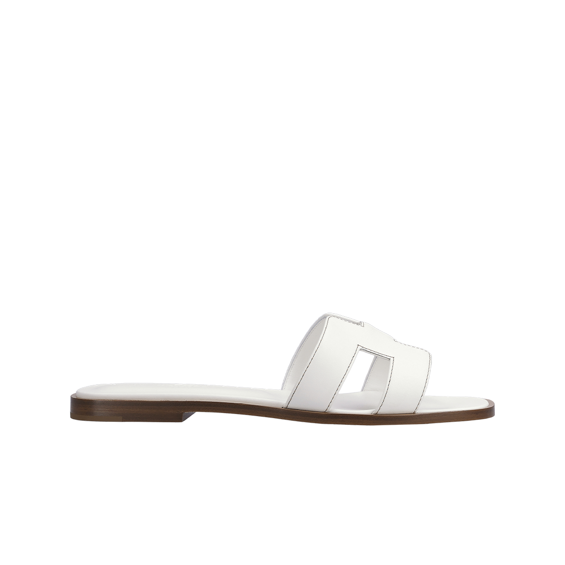 (W) 에르메스 오란 샌들 카프스킨 & 블랑 피케르 아반((W) Hermes Oran Sandal Calfskin & Blanc Piqures Havane)