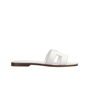 (W) Hermes Oran Sandal Calfskin & Blanc Piqures Havane