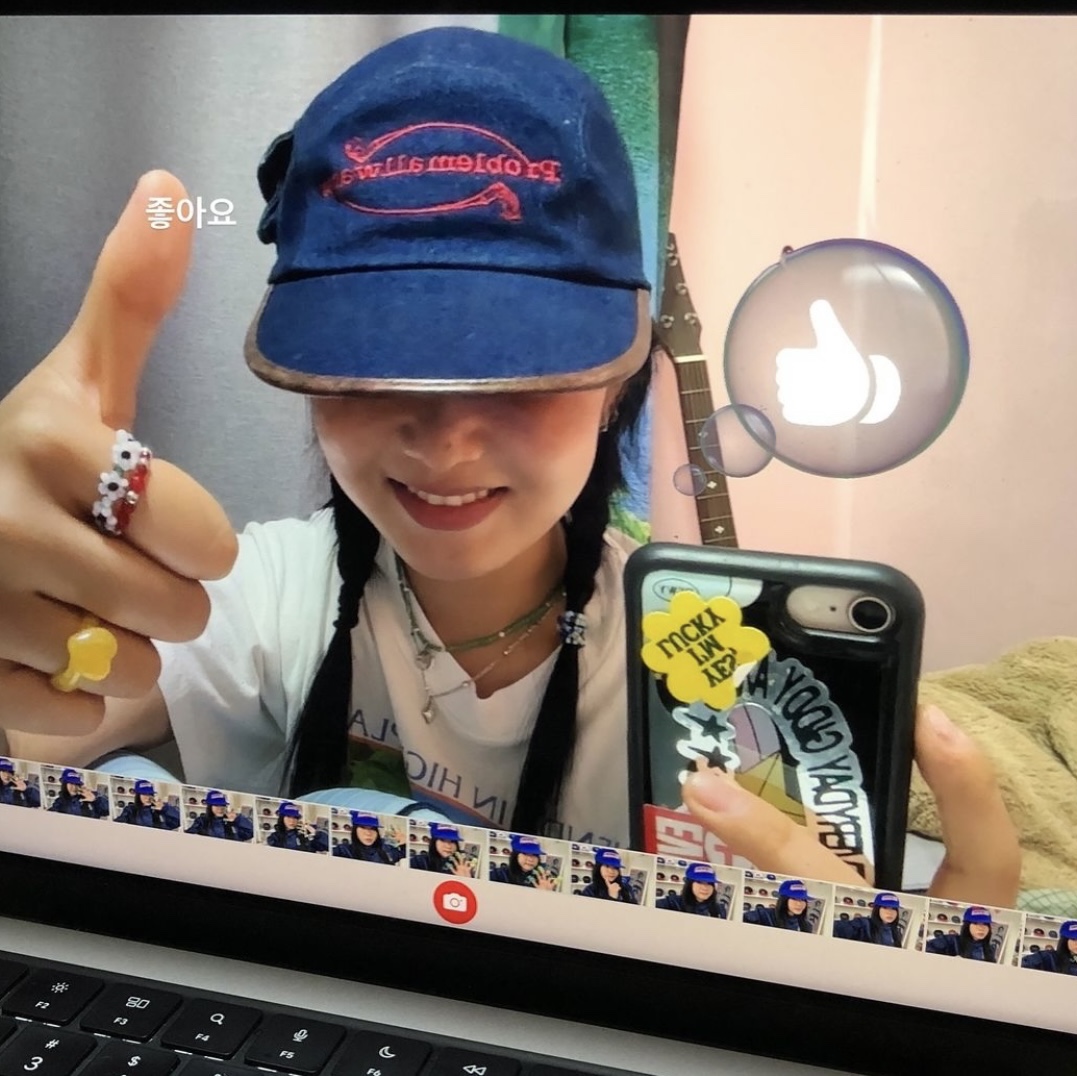 Problemallways Logo Denim Pocket Camp Cap Blue 착용 스타일 - 2