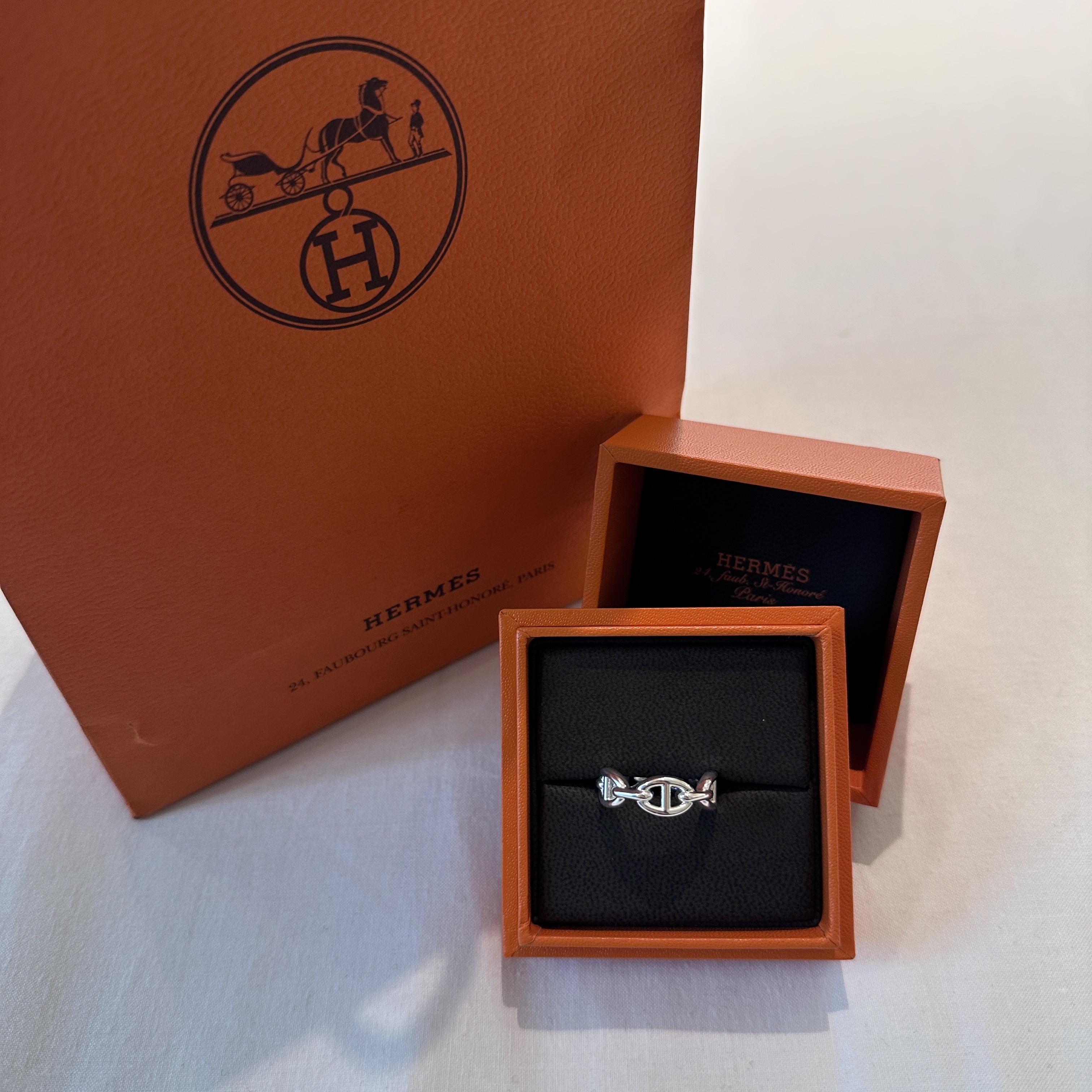 (W) Hermes Small Chaine D'Ancre Enchainee Ring Sterling Silver 착용 스타일 - 2