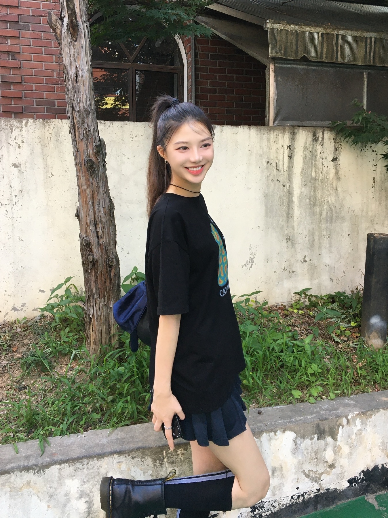 RDVZ CATch Me T-Shirt Black 착용 스타일 - 2