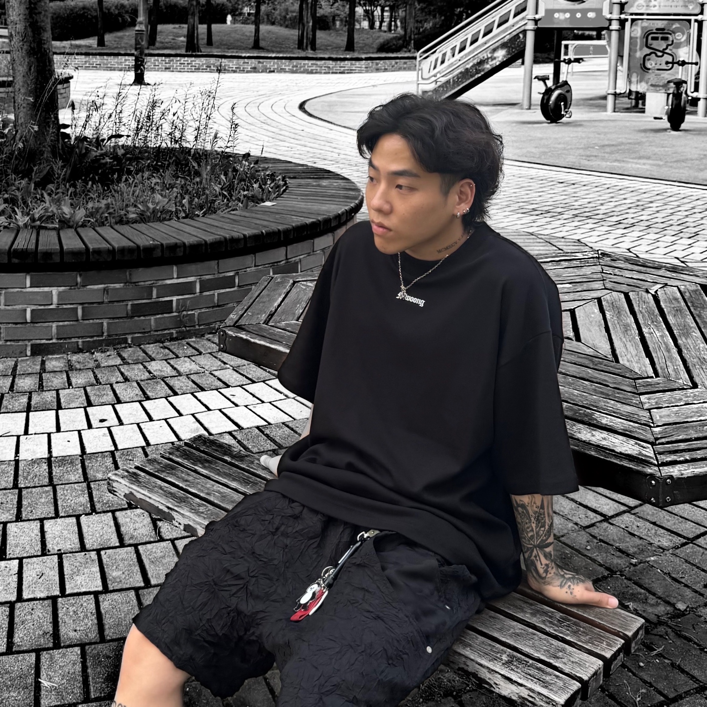 Scudo Vintage Cube Drop Necklace 착용 스타일 - 2