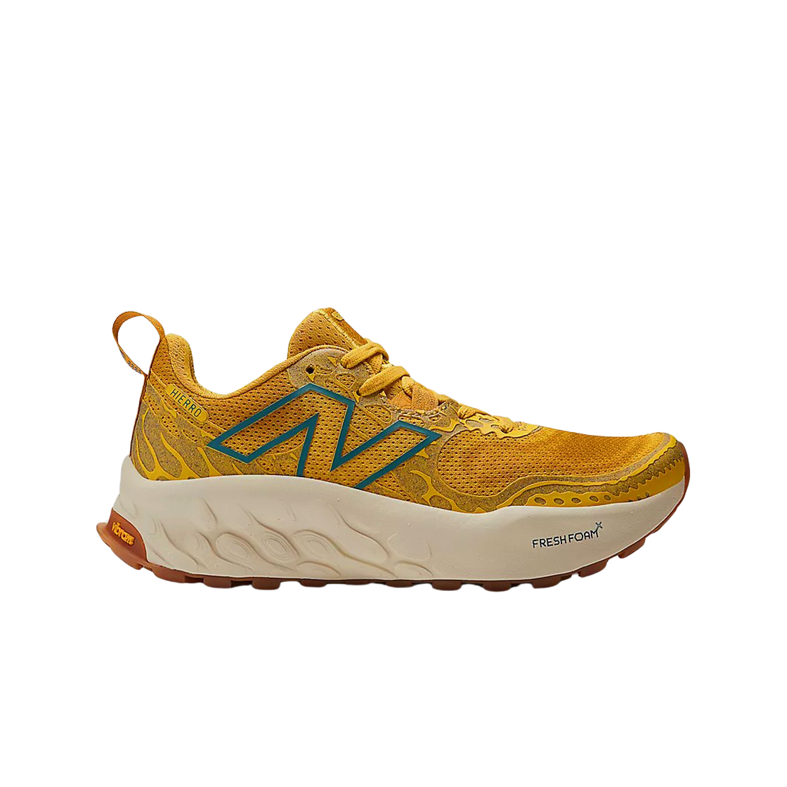 (W) 뉴발란스 프레쉬 폼 X 이에로 v8 진저 레몬 칼슘 - D 와이드((W) New Balance Fresh Foam X Hierro v8 Butterscotch Ginger Lemon Calcium - D Wide)
