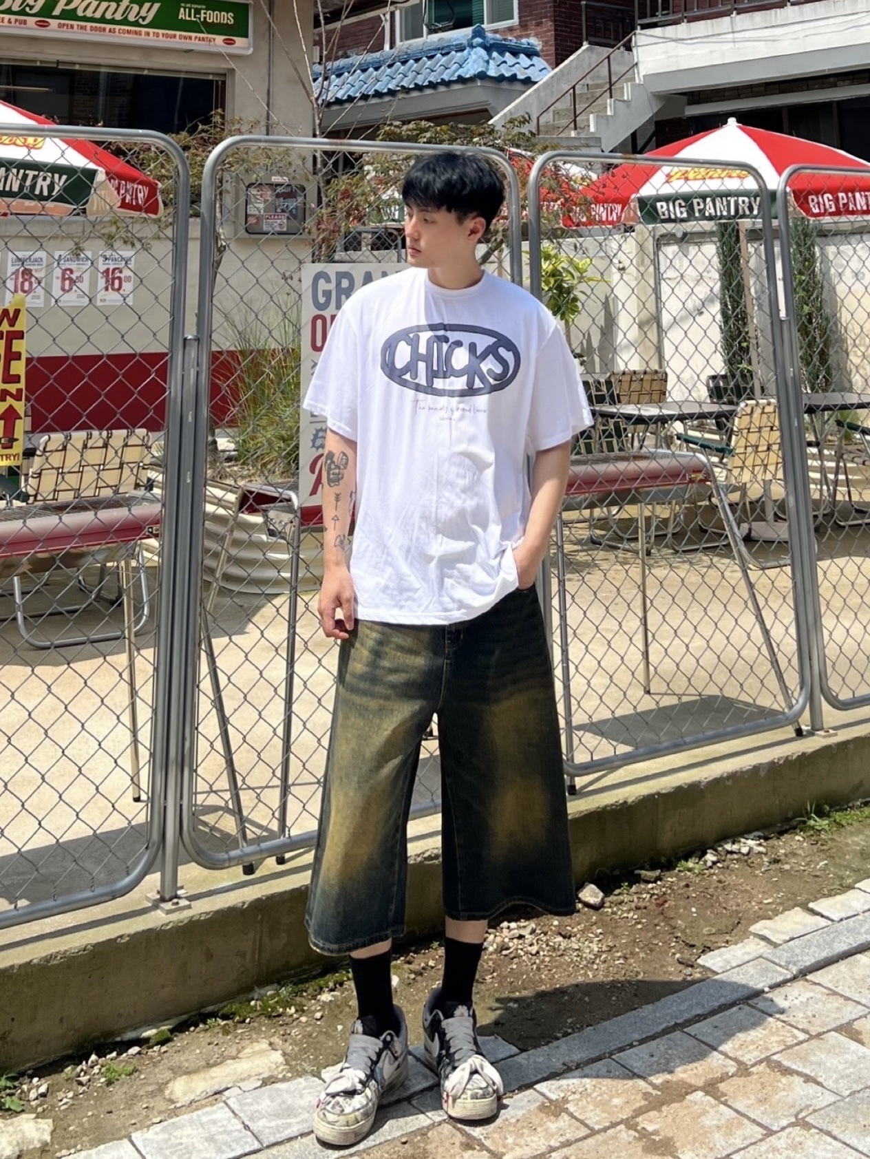 Nike x Peaceminusone Air Force 1 Low Para-Noise 착용 스타일