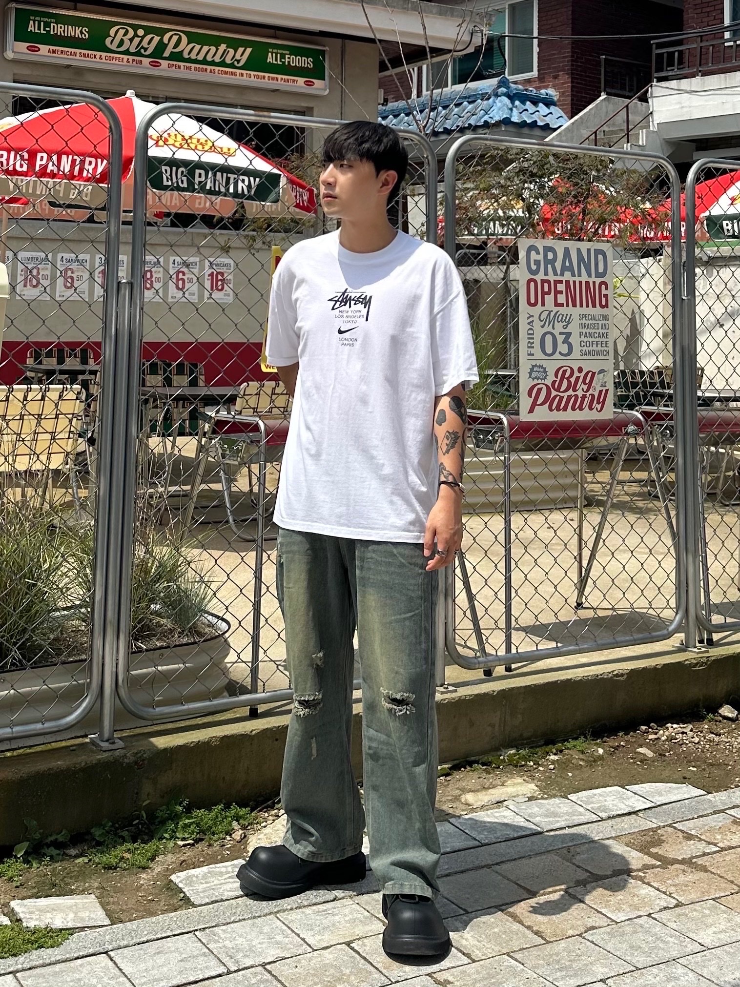 Nike x Stussy WT T-Shirt White - Asia 착용 스타일 - 1