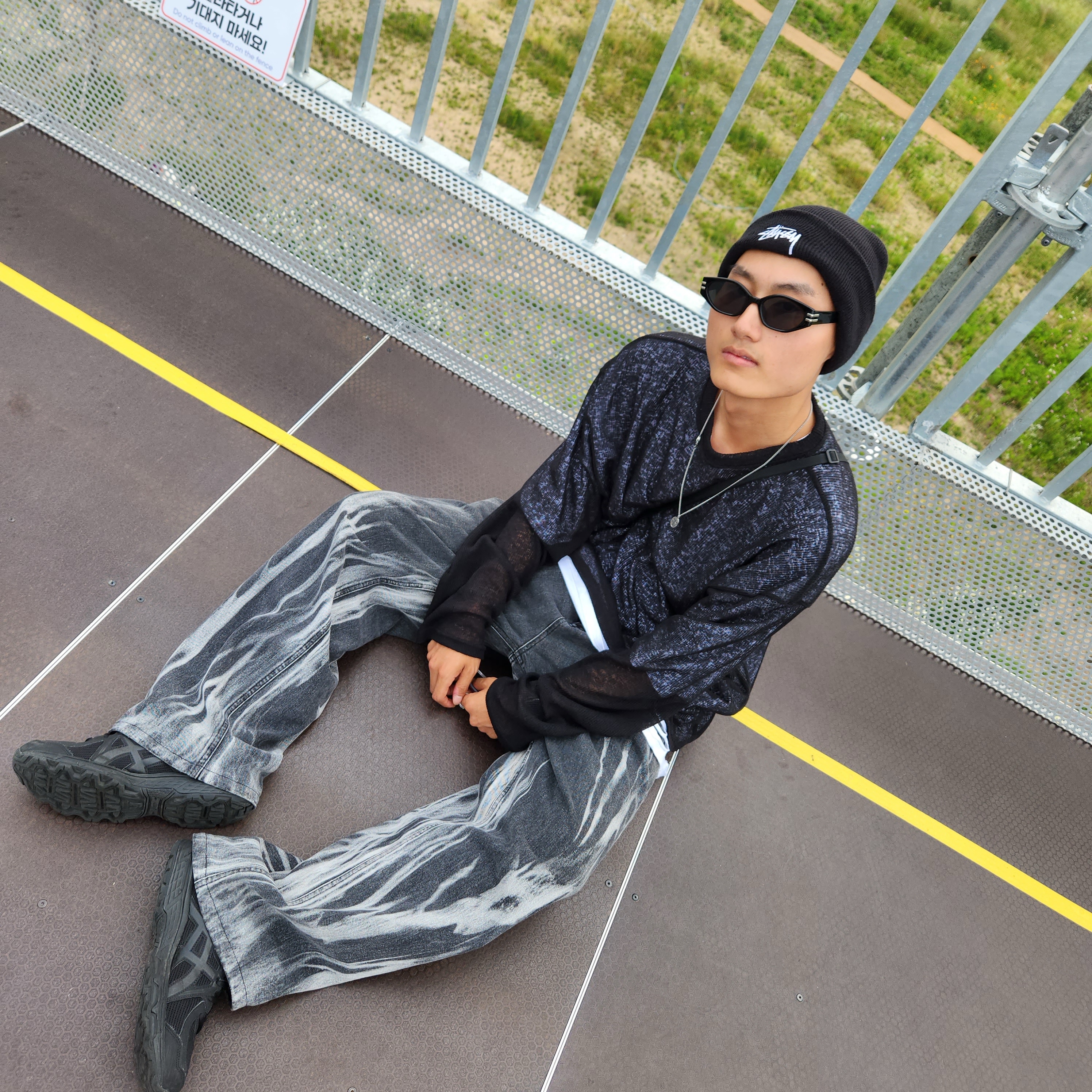 Stussy Stock Cuff Beanie Black, Asics Jog 100 T Black - 4E Extra Wide 착용 스타일 - 3