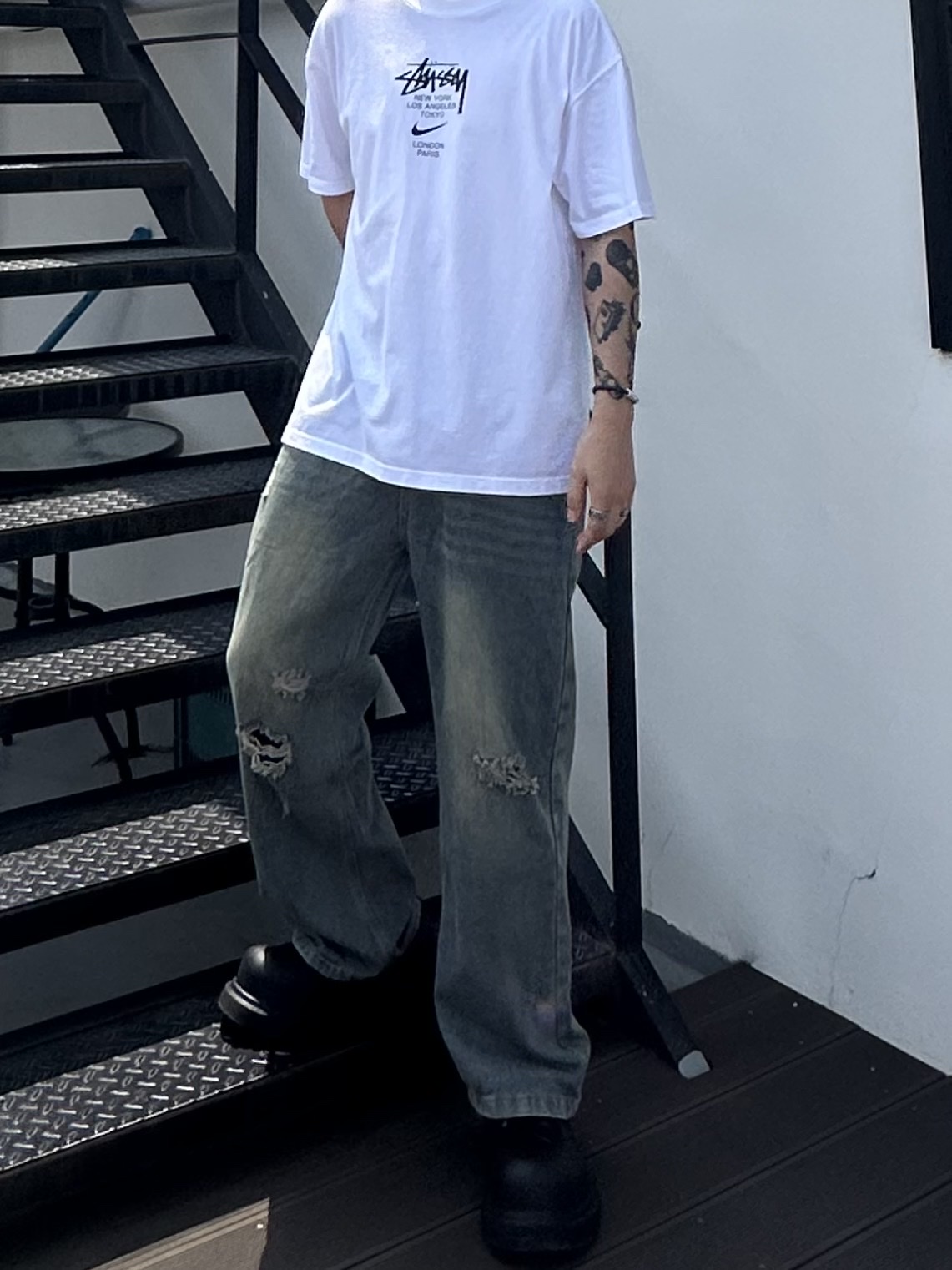 Nike x Stussy WT T-Shirt White - Asia 착용 스타일 - 2