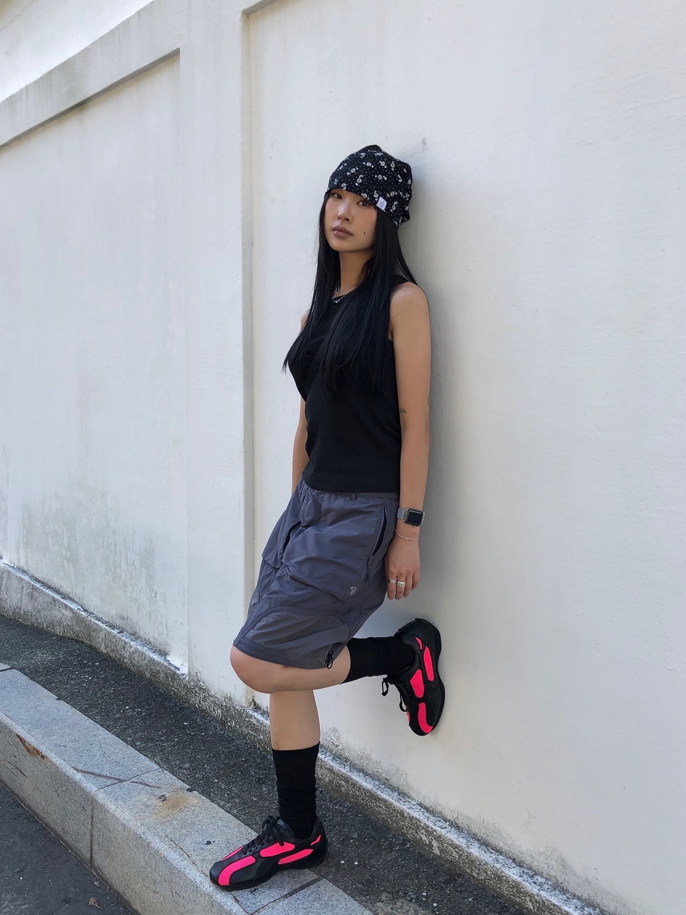 Sansan Gear Nylon Shorts Purple - 24SS 착용 스타일 - 1