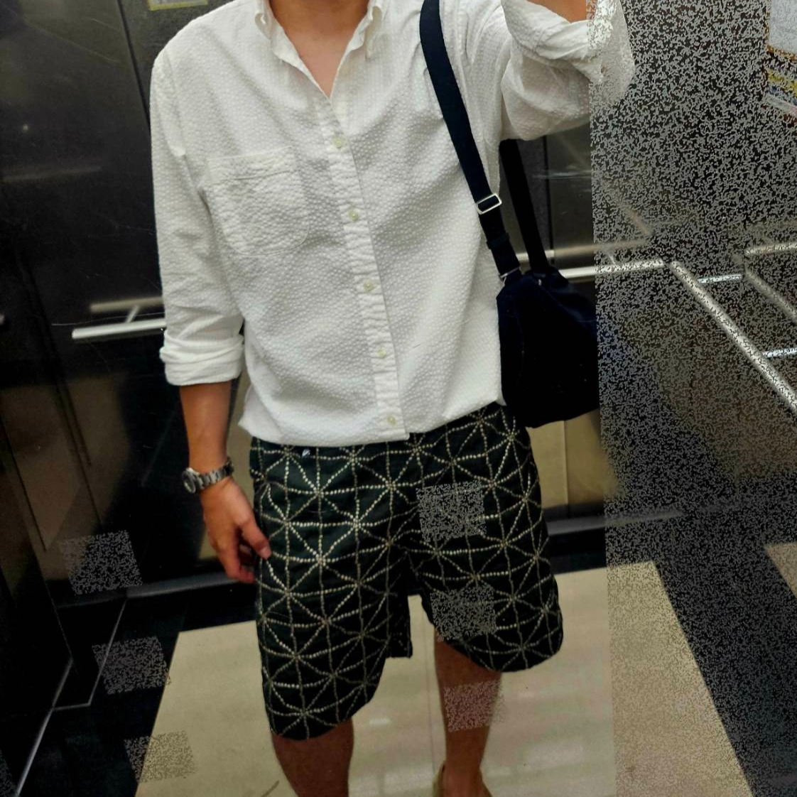 Kapital 8 oz. Color Denim Folk Dojo Embroidery Easy Shorts Green 착용 스타일