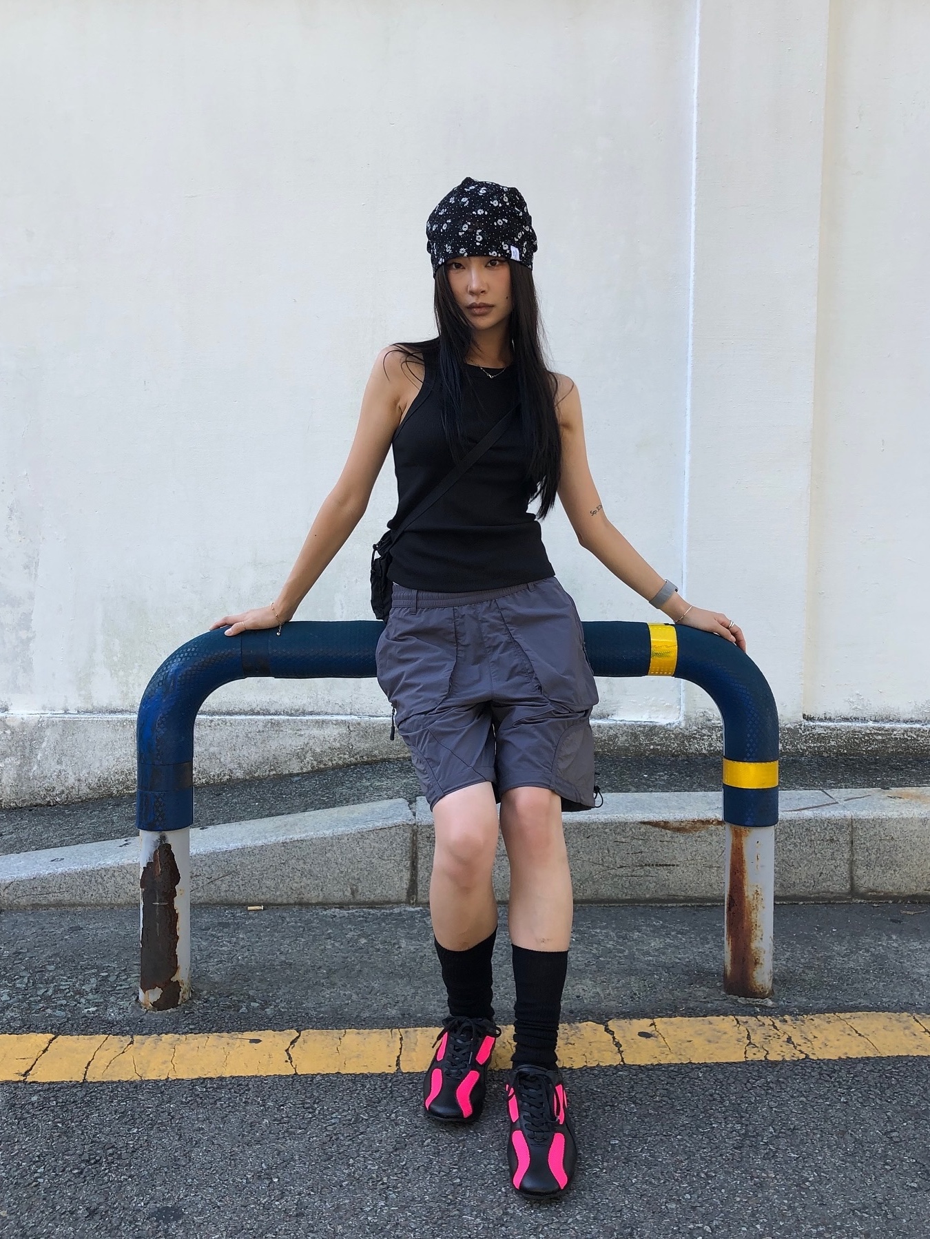 Sansan Gear Nylon Shorts Purple - 24SS 착용 스타일