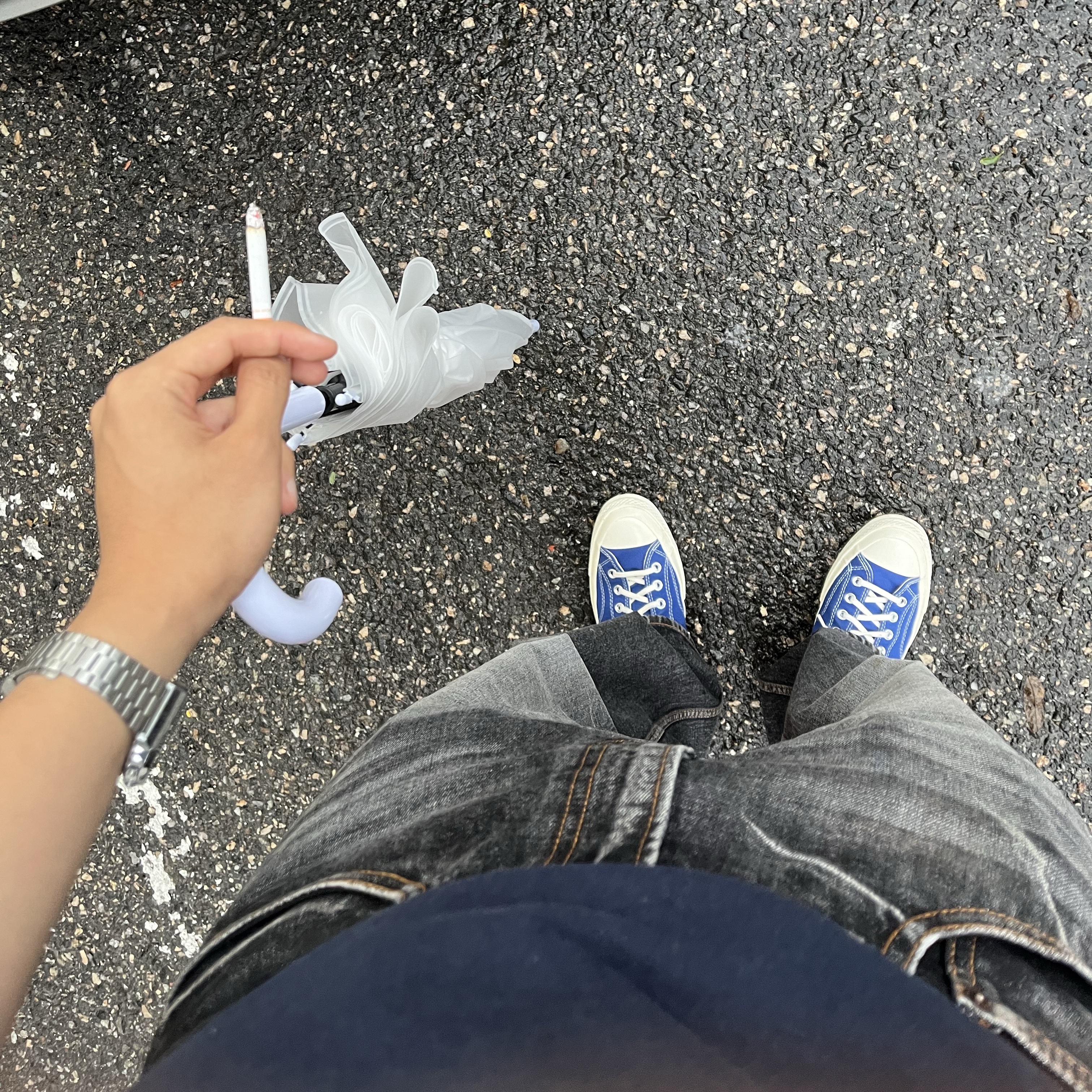 Converse x Play Comme des Garcons Chuck 70 Ox Blue Quartz, Casio A-168WA-3 착용 스타일