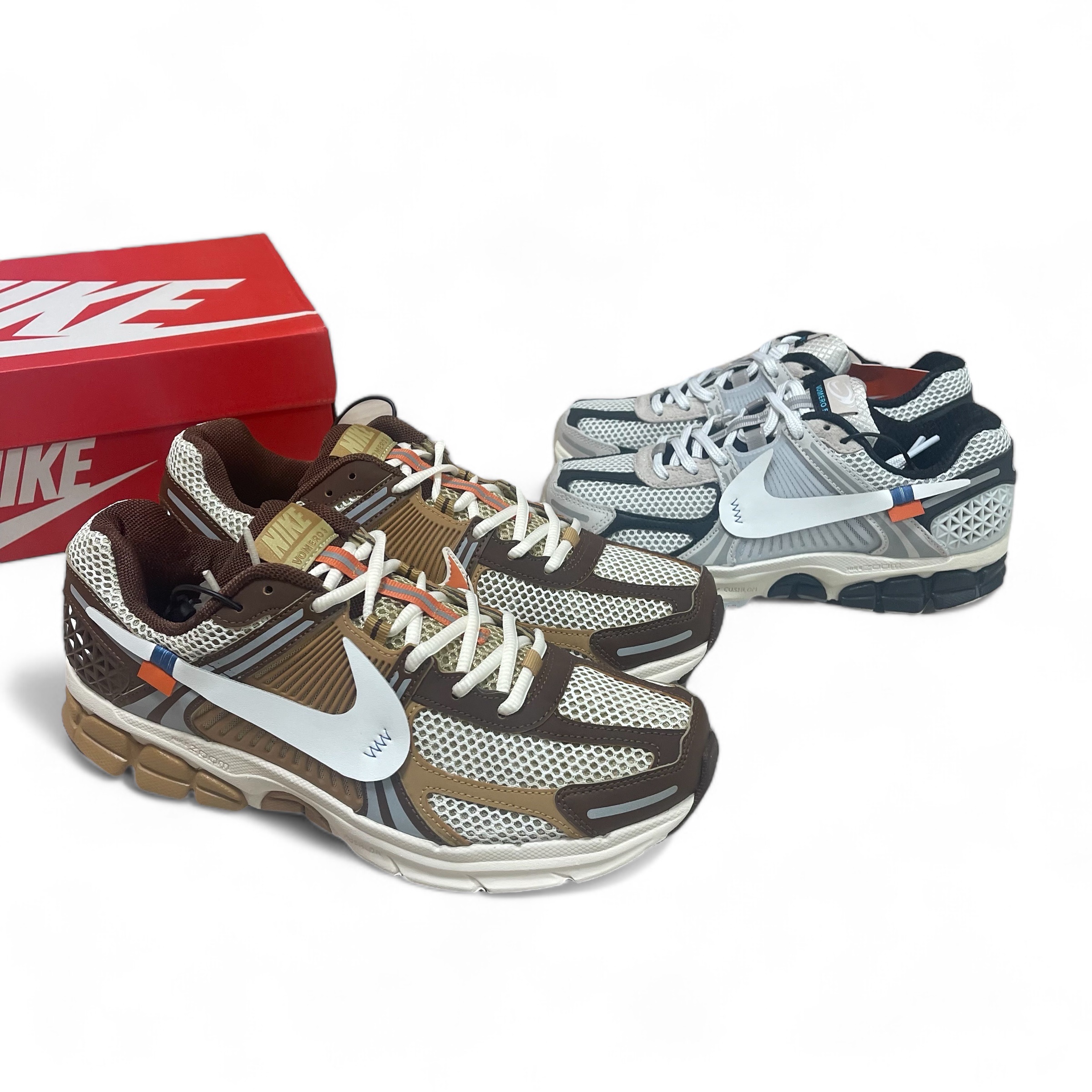 Nike Zoom Vomero 5 Light Bone and Black, Nike Zoom Vomero 5 Wheat Grass and Cacao Wow 착용 스타일 - 1