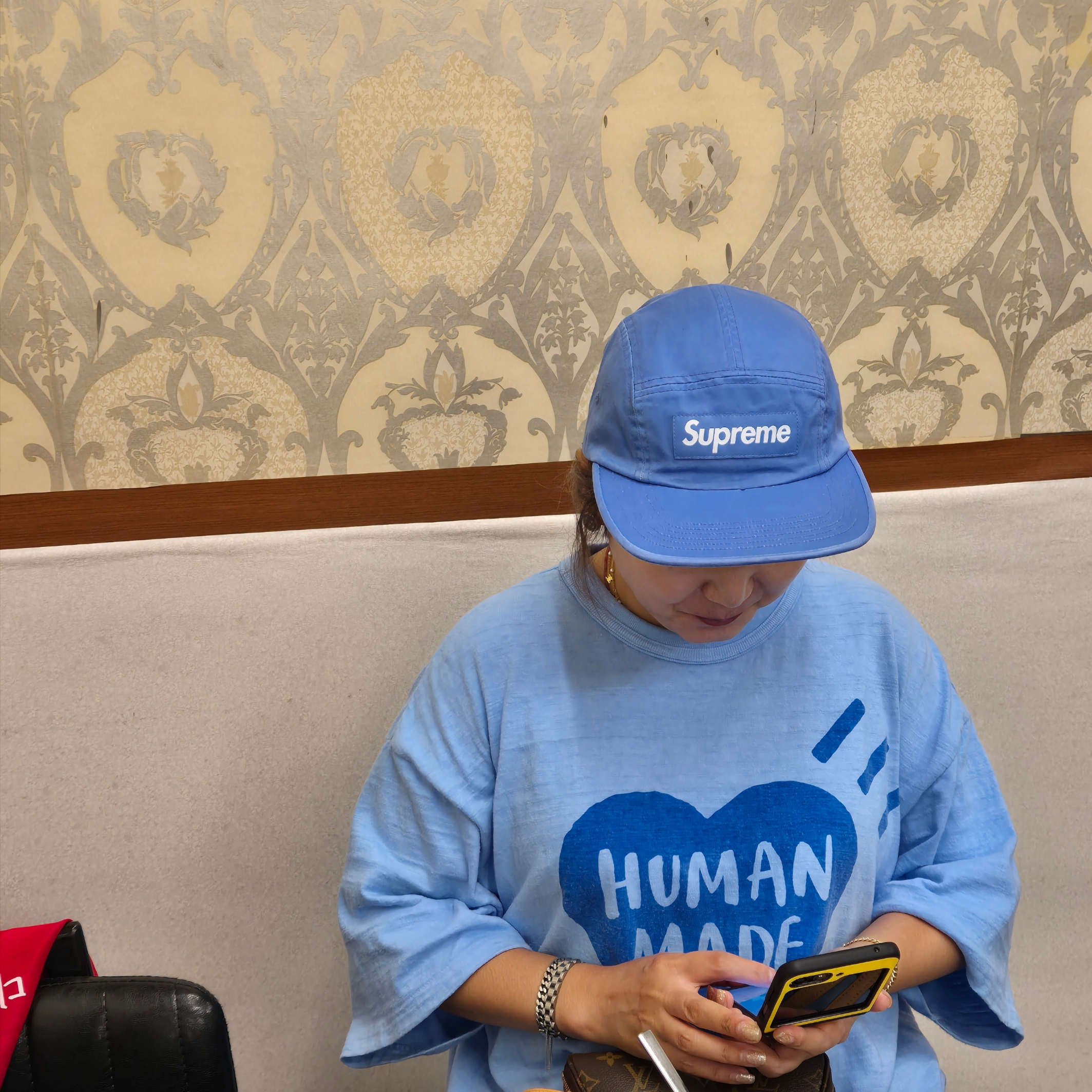 Supreme Washed Chino Twill Camp Cap Light Royal - 24SS 착용 스타일