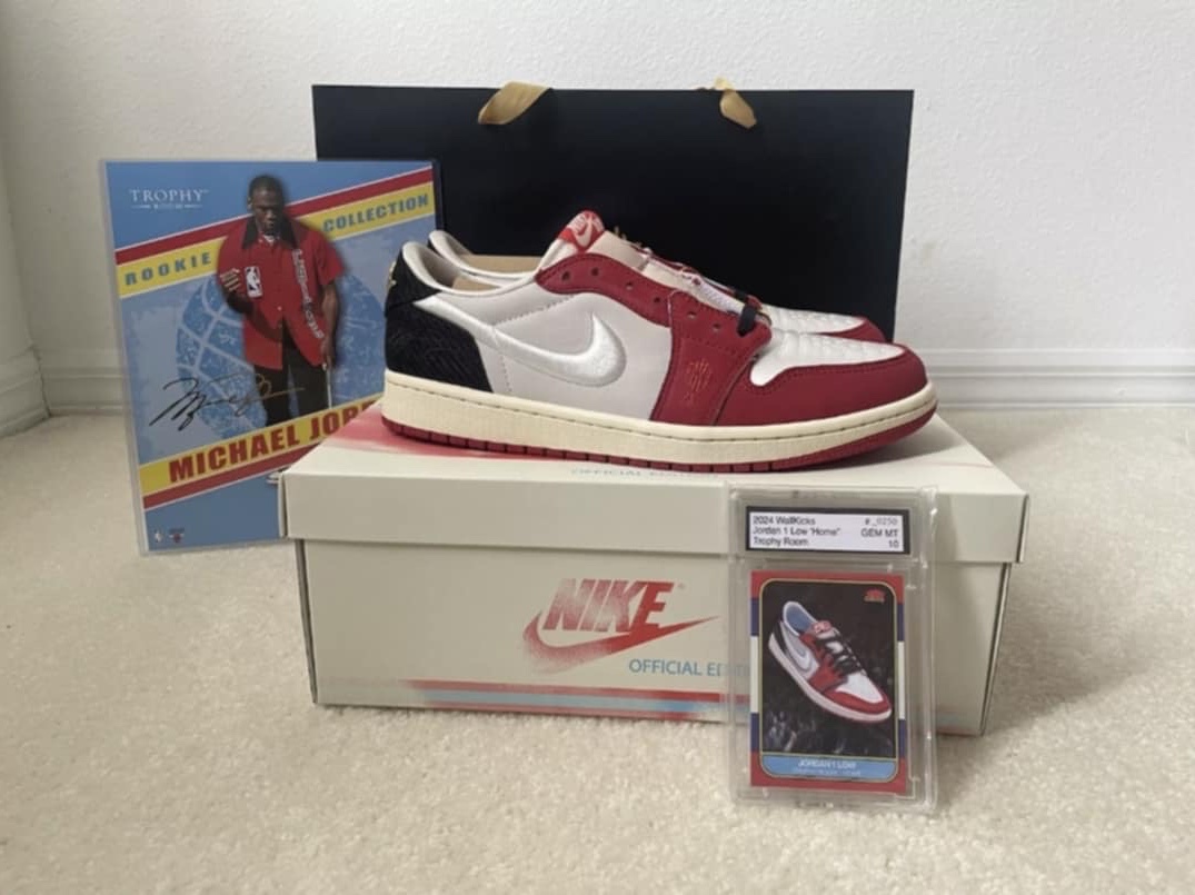 Jordan 1 x Trophy Room Retro Low OG SP Sail Varsity Red 착용 스타일