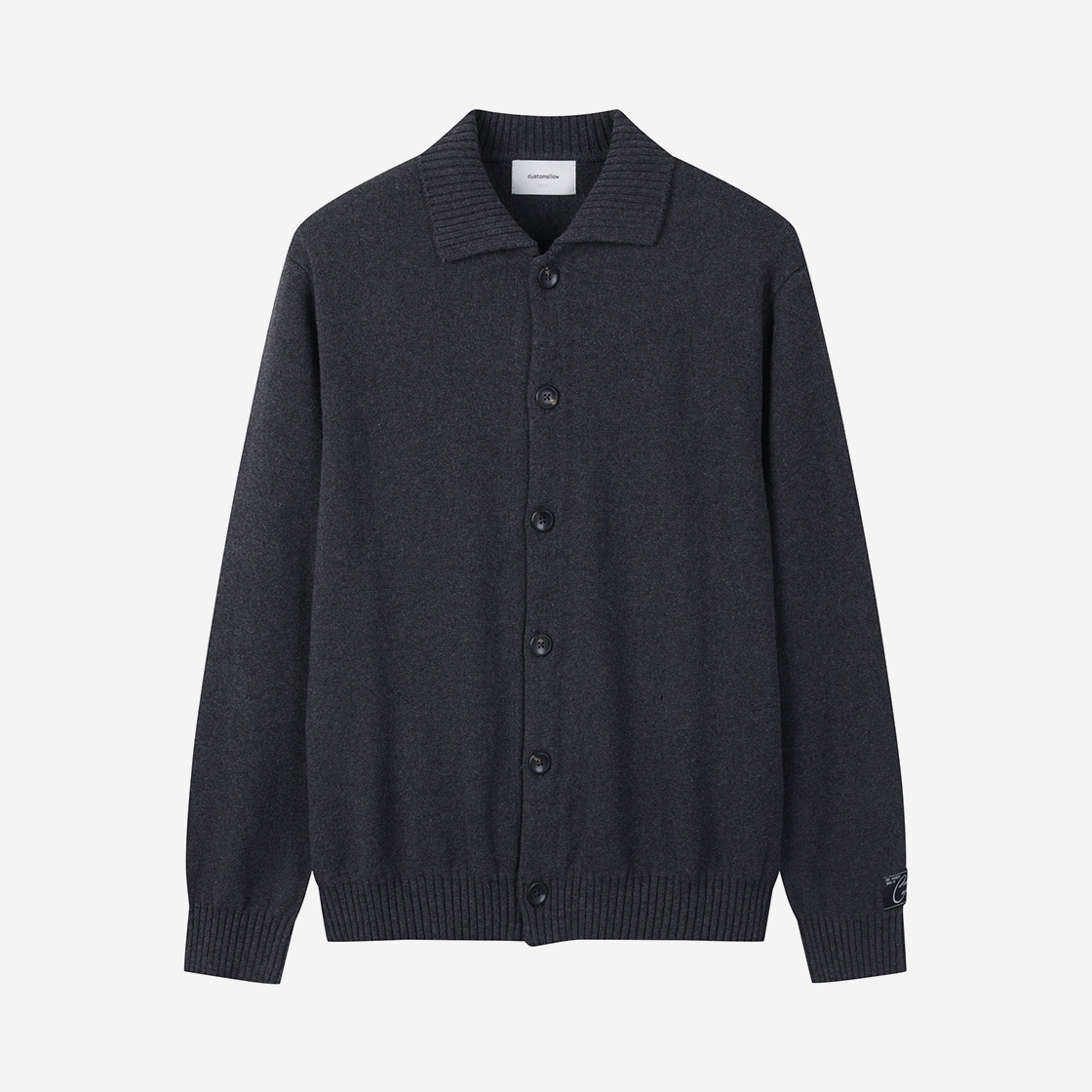 커스텀멜로우 칼라 가디건 다크 그레이