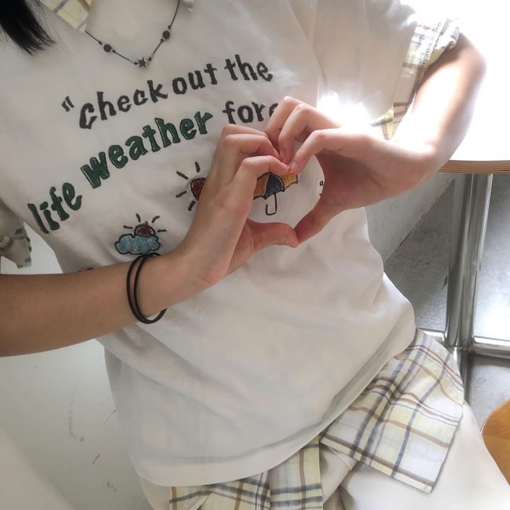 Problemallways Life Weather Forecast T-Shirt White 착용 스타일 - 2