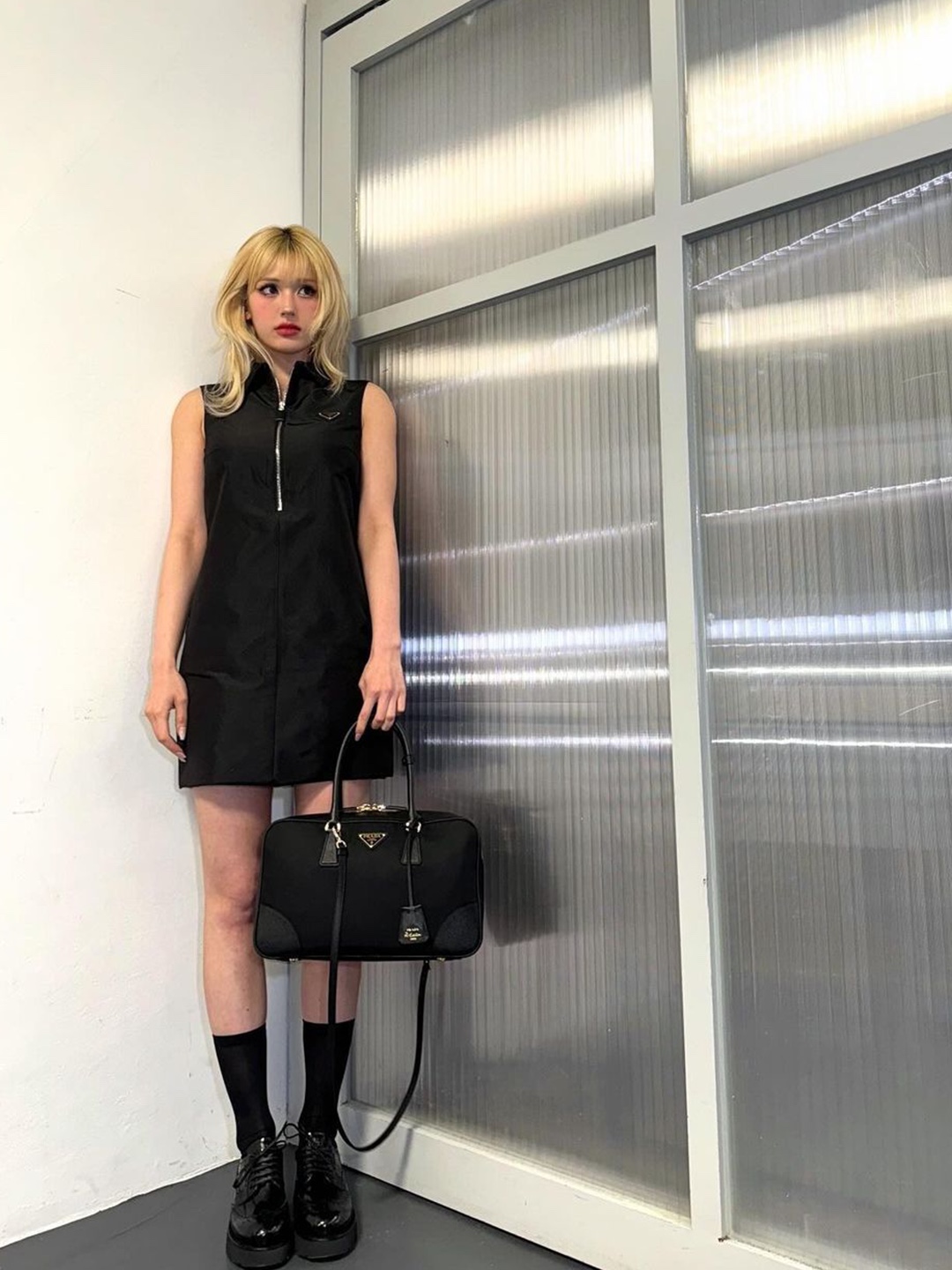 (W) Prada Faille Dress Black, (W) Prada Embroidered Organza Dress White 착용 스타일 - 2