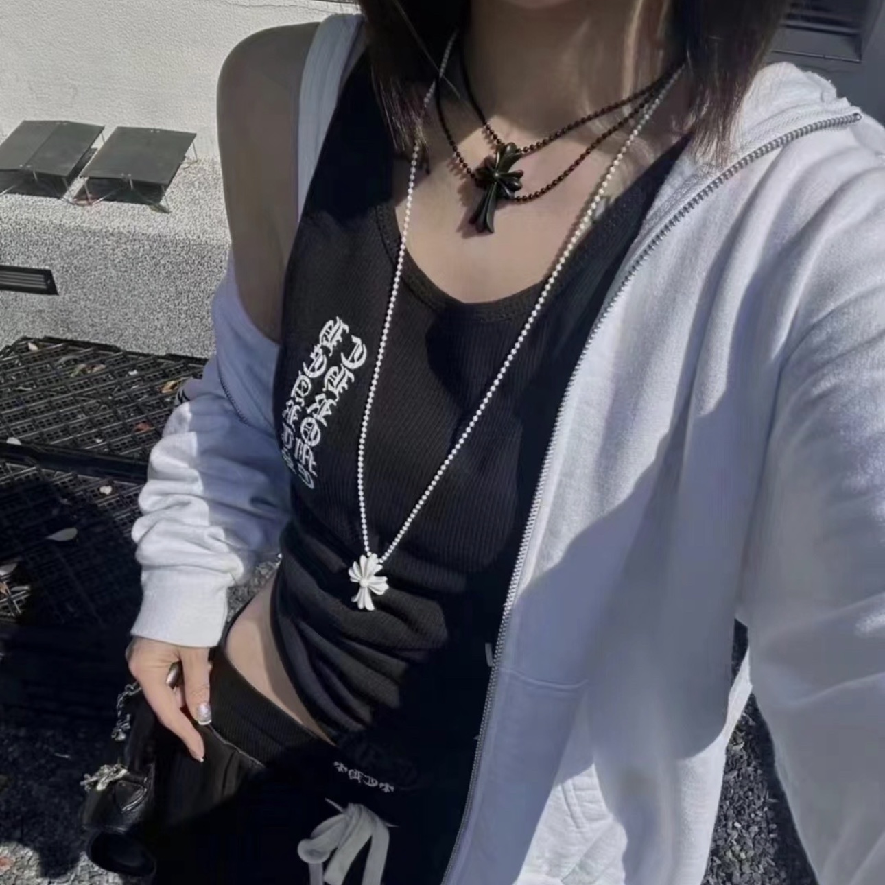 Chrome Hearts Silichrome CH Cross Pendant Black 2022/2023/2025 착용 스타일