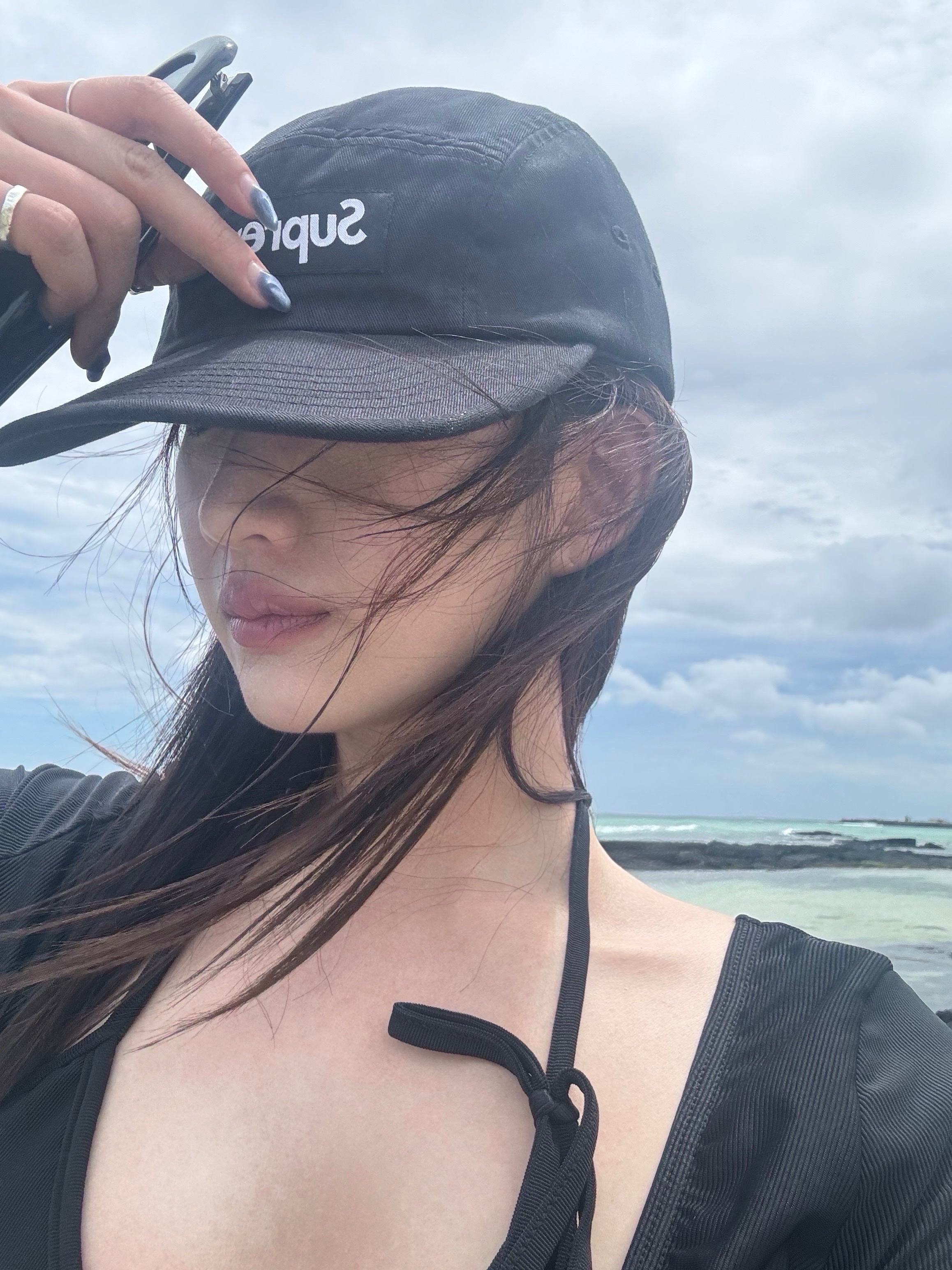 Supreme Washed Chino Twill Camp Cap Black - 24SS 착용 스타일